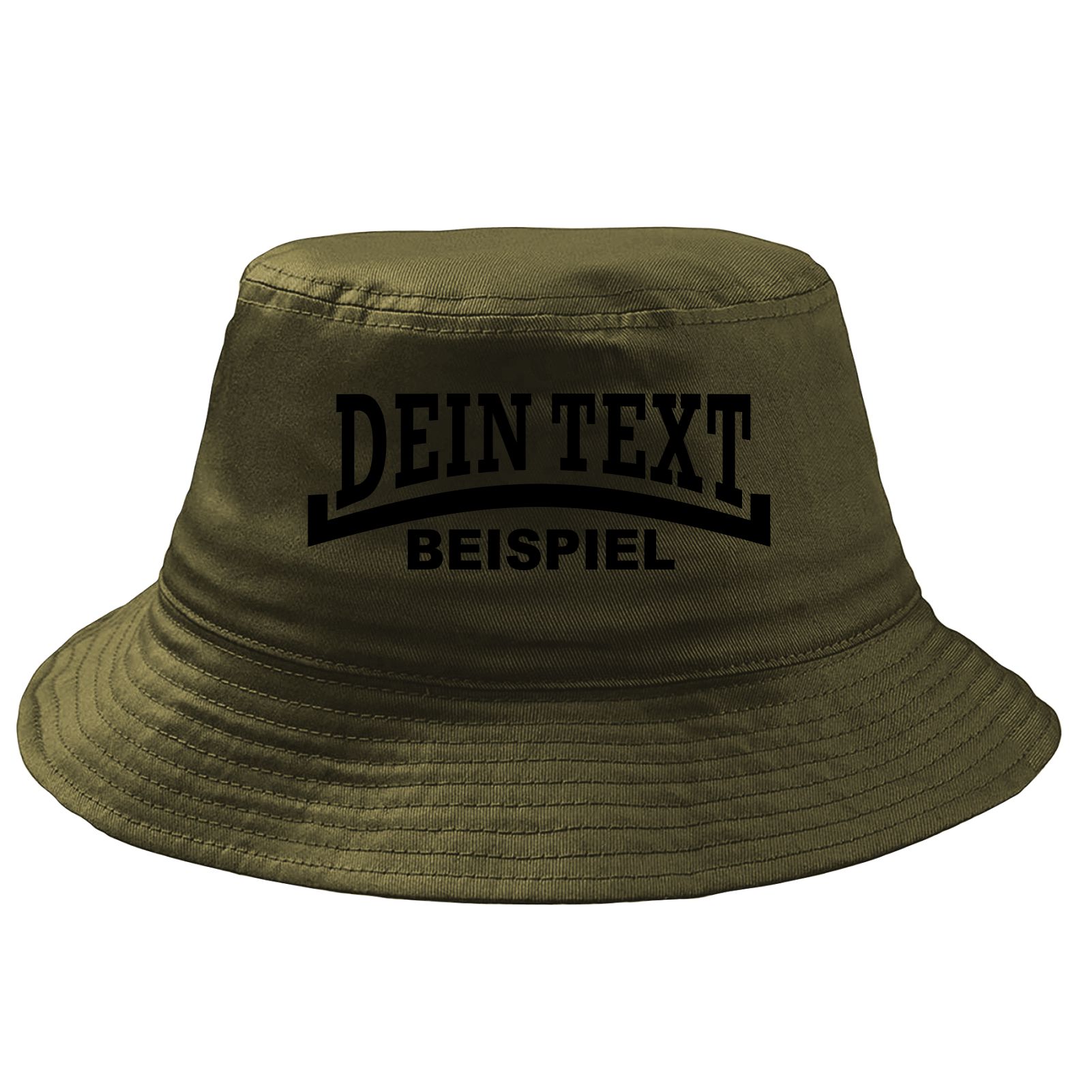Fischerhut Wunschtext Druck - Oliv - Linie - Bucket Hat