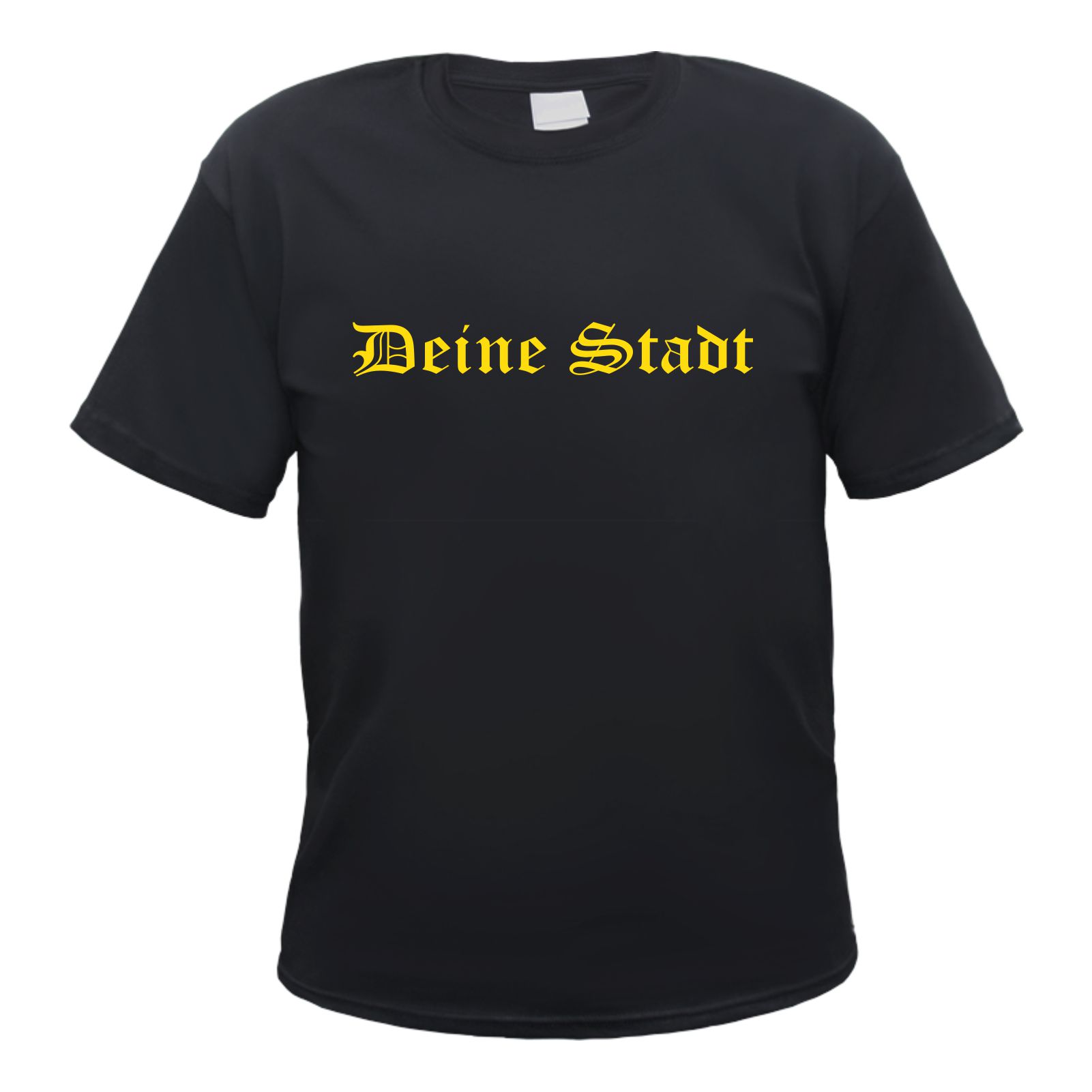 Herren T-Shirt Wunschtext mit Druck - Schwarz - altdeutsch gerade