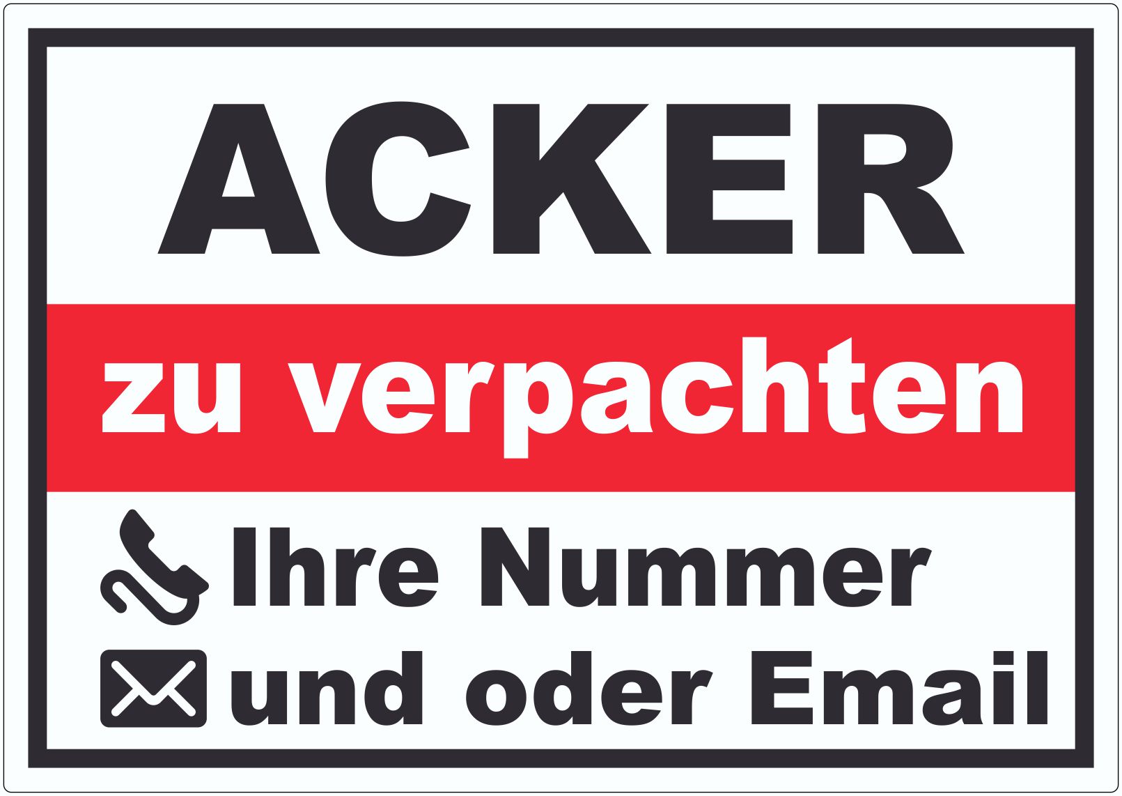 Acker zu verpachten Aufkleber innenklebend