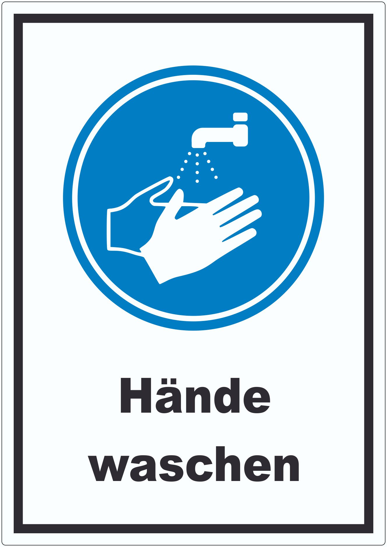 Hände waschen Aufkleber innenklebend