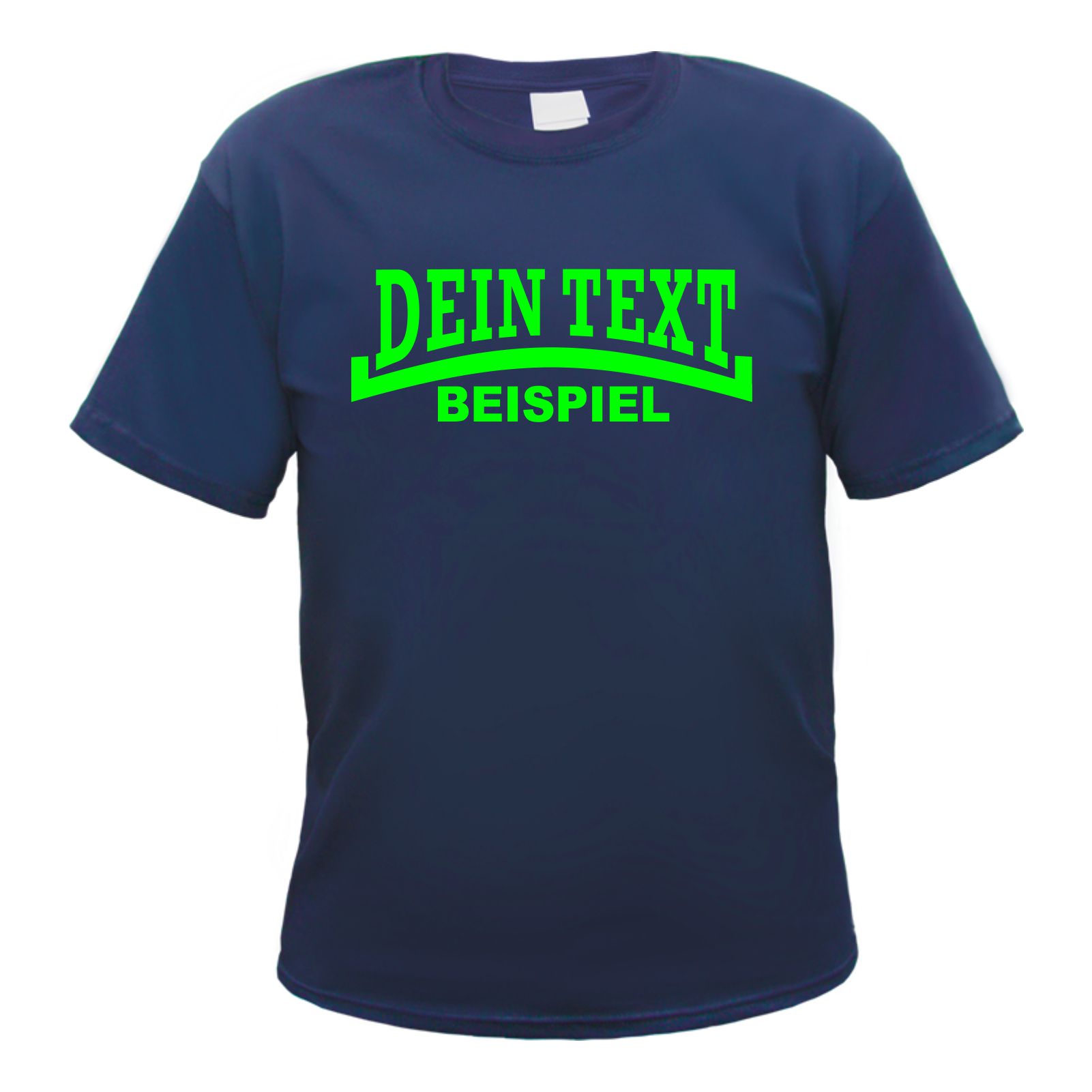 Herren T-Shirt Wunschtext mit Druck - Dunkelblau - NEON - Linie