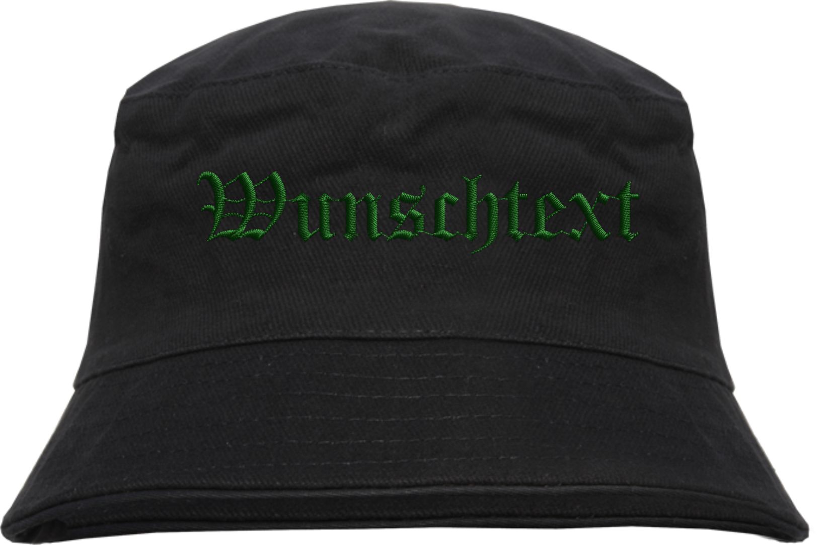 Bucket Hat mit Wunschtext - Altdeutsch - bestickt - Fischerhut
