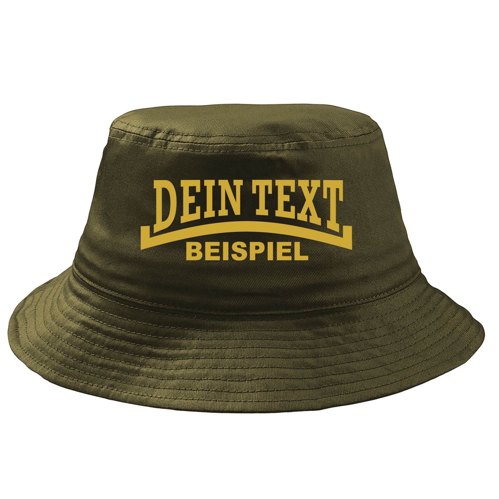 Fischerhut Wunschtext Druck - Oliv - Linie - Bucket Hat