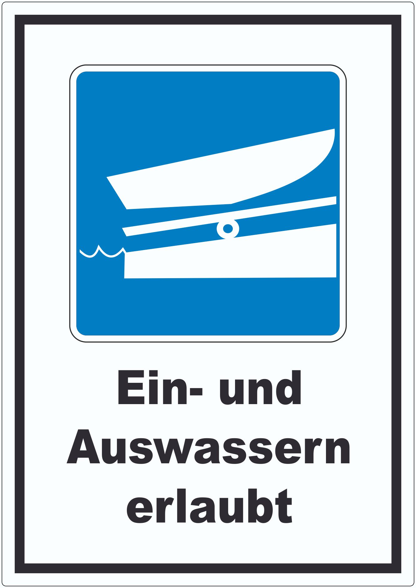 Ein- und Auswassern erlaubt Symbol und Text Aufkleber innenklebend