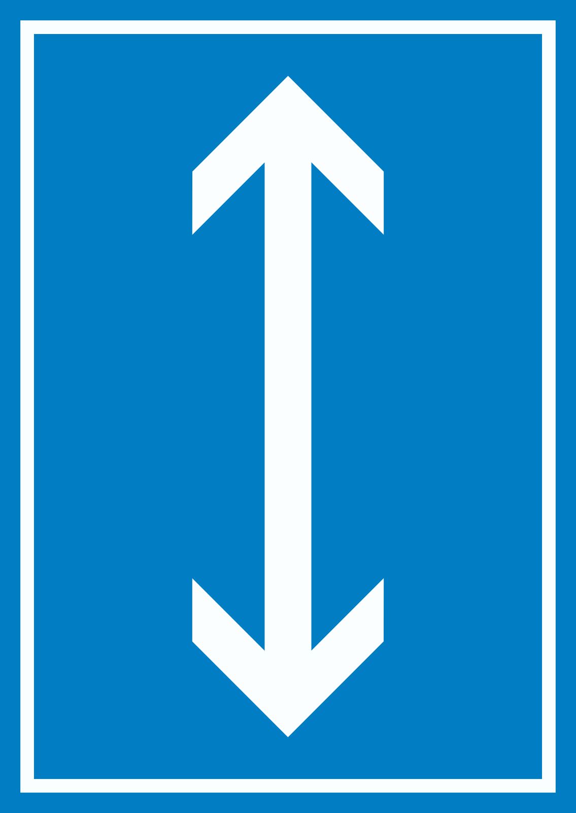 Richtungspfeil hoch runter Schild hochkant weiss blau Pfeil