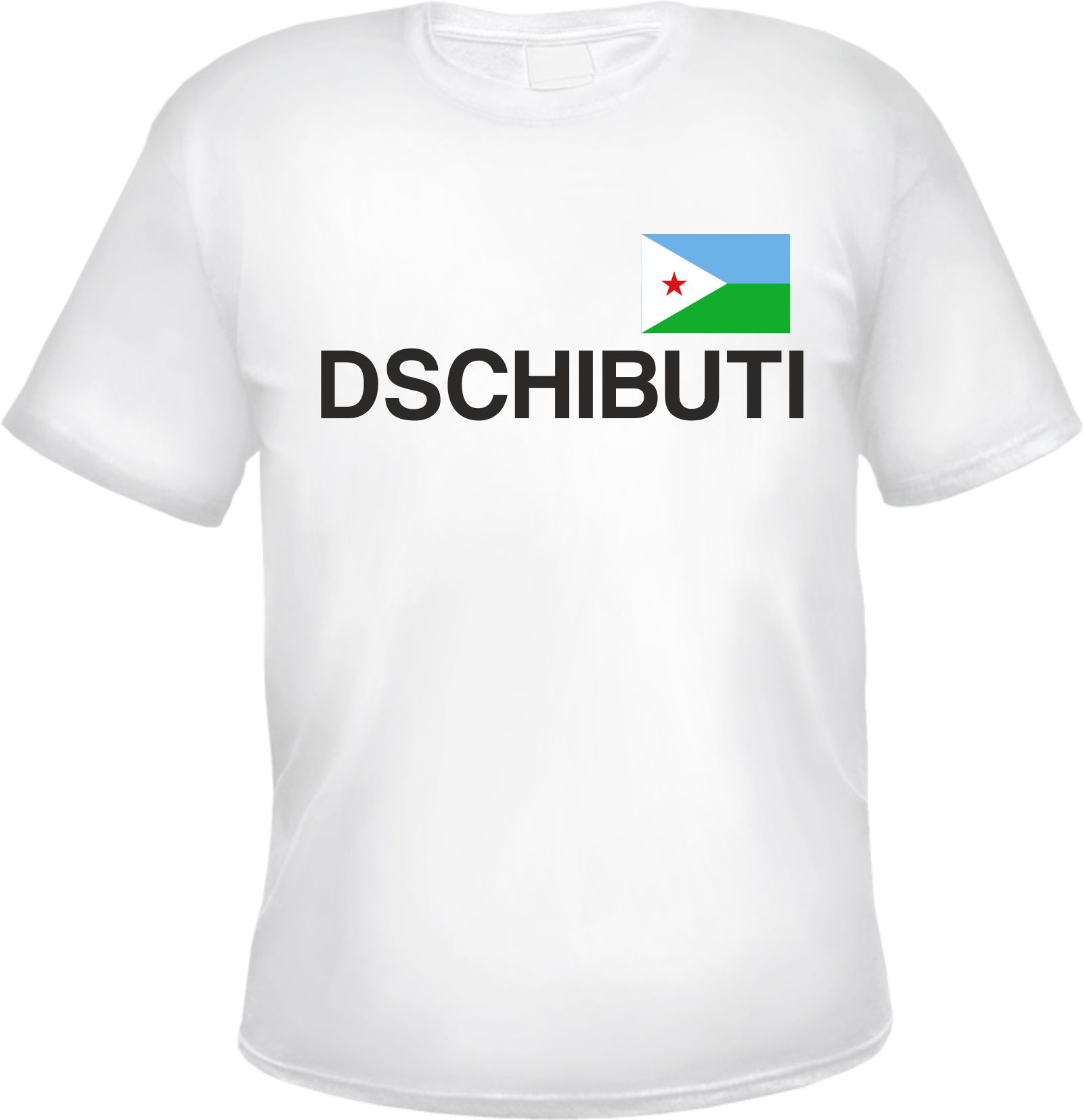 Dschibuti Herren T-Shirt - Blockschrift mit Flagge - Tee Shirt