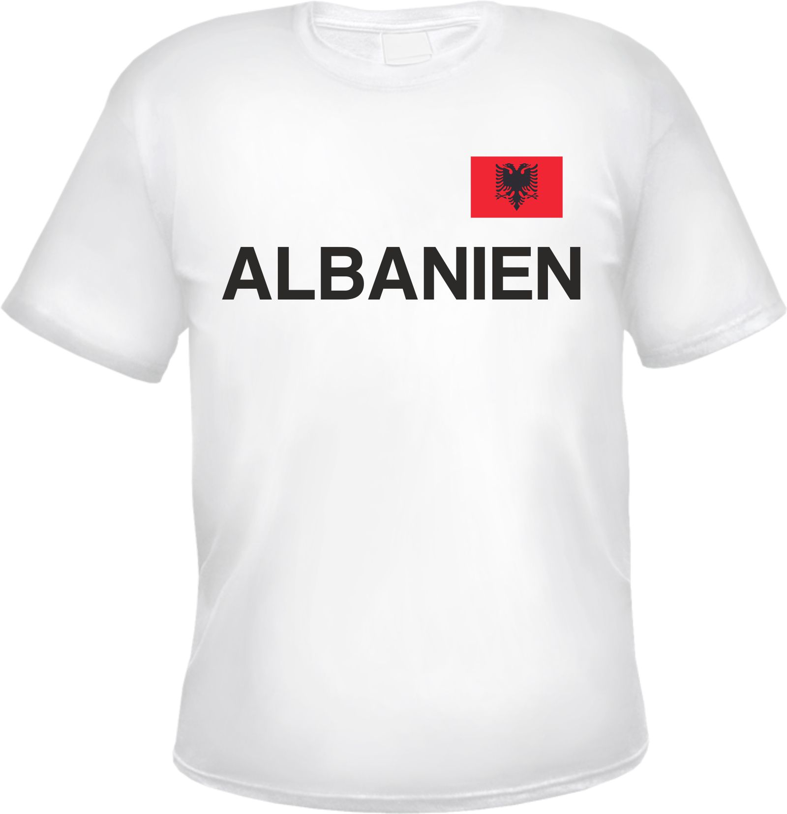 Albanien Herren T-Shirt - Blockschrift mit Flagge - Tee Shirt