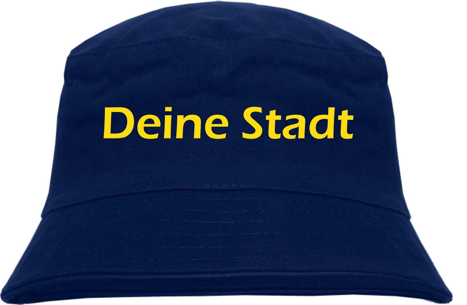 Individueller Fischerhut - dunkelblau - Blockschrift - Bucket Hat mit Wunschtext bedruckt