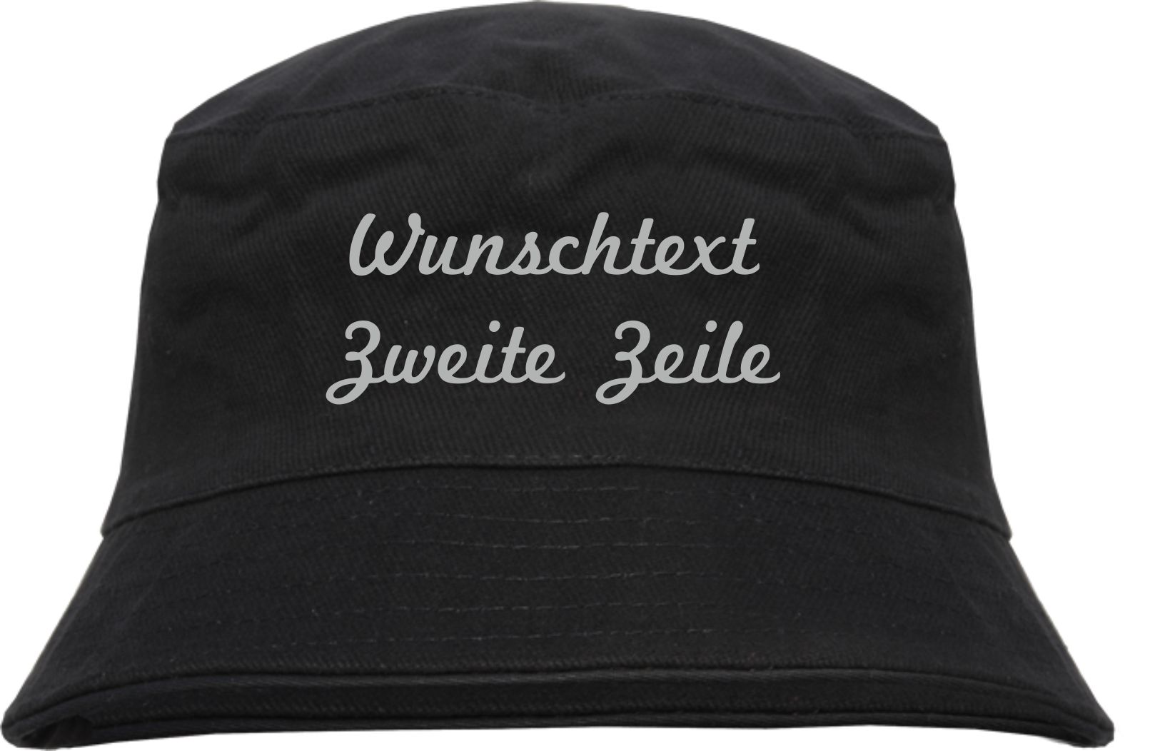 Individueller Fischerhut - schwarz - Schreibschrift - Bucket Hat mit Wunschtext bedruckt