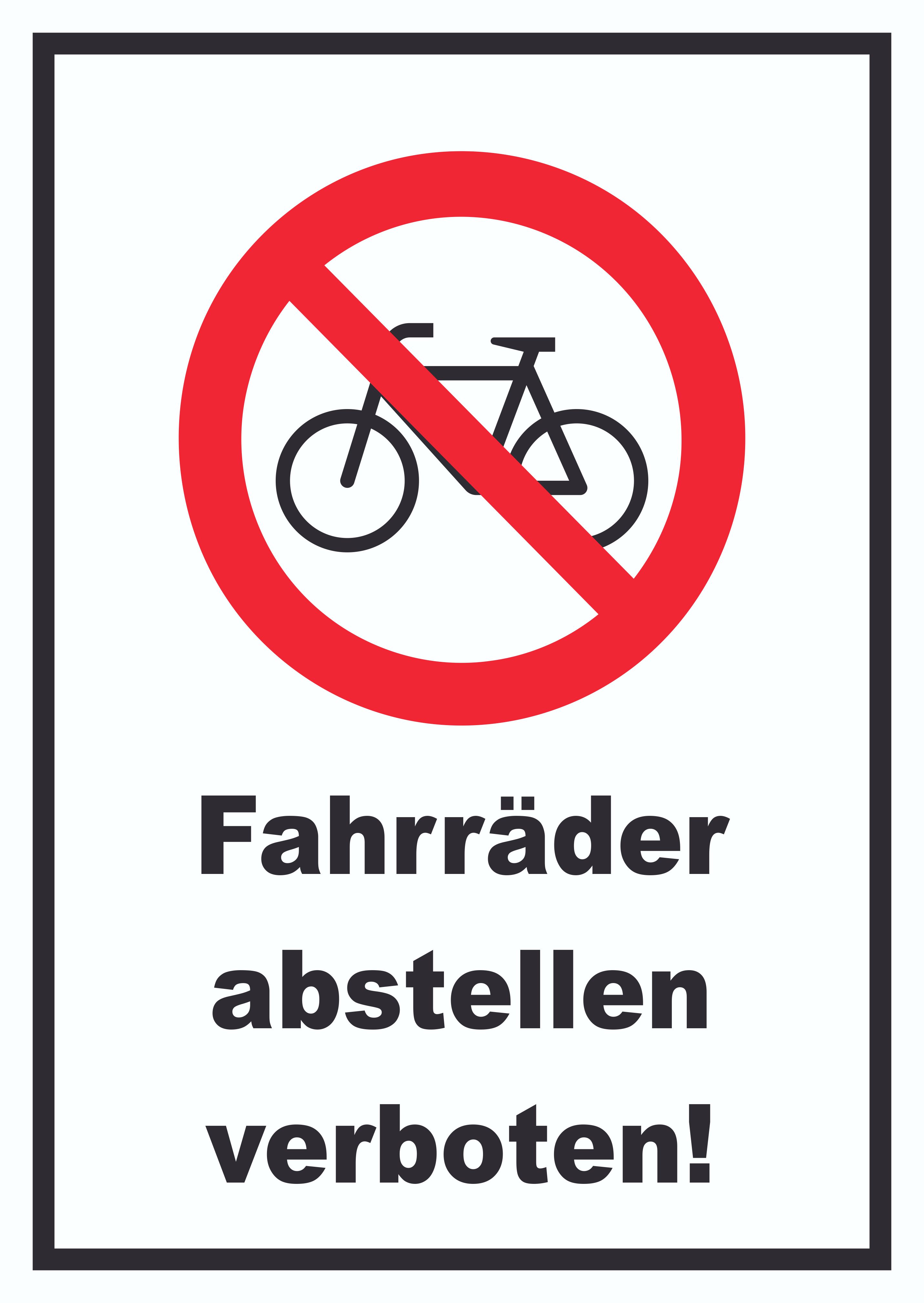 Fahrräder abstellen verboten Schild