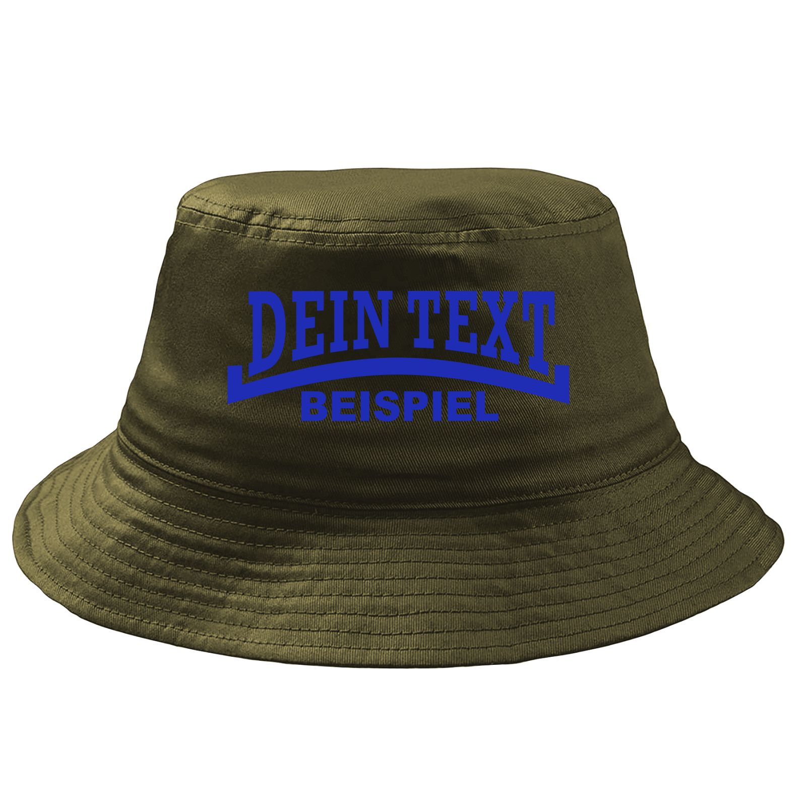 Fischerhut Wunschtext Druck - Oliv - Linie - Bucket Hat