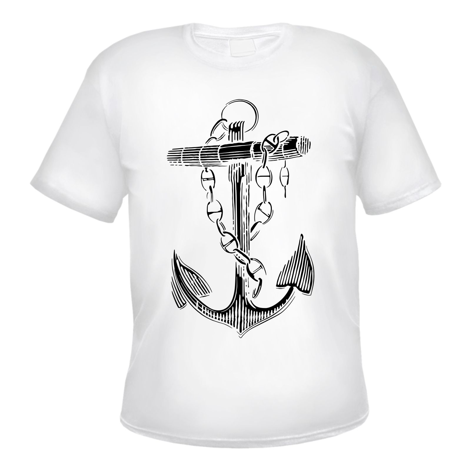 Anker mit Kette Herren T-Shirt - Druck - Tee Shirt