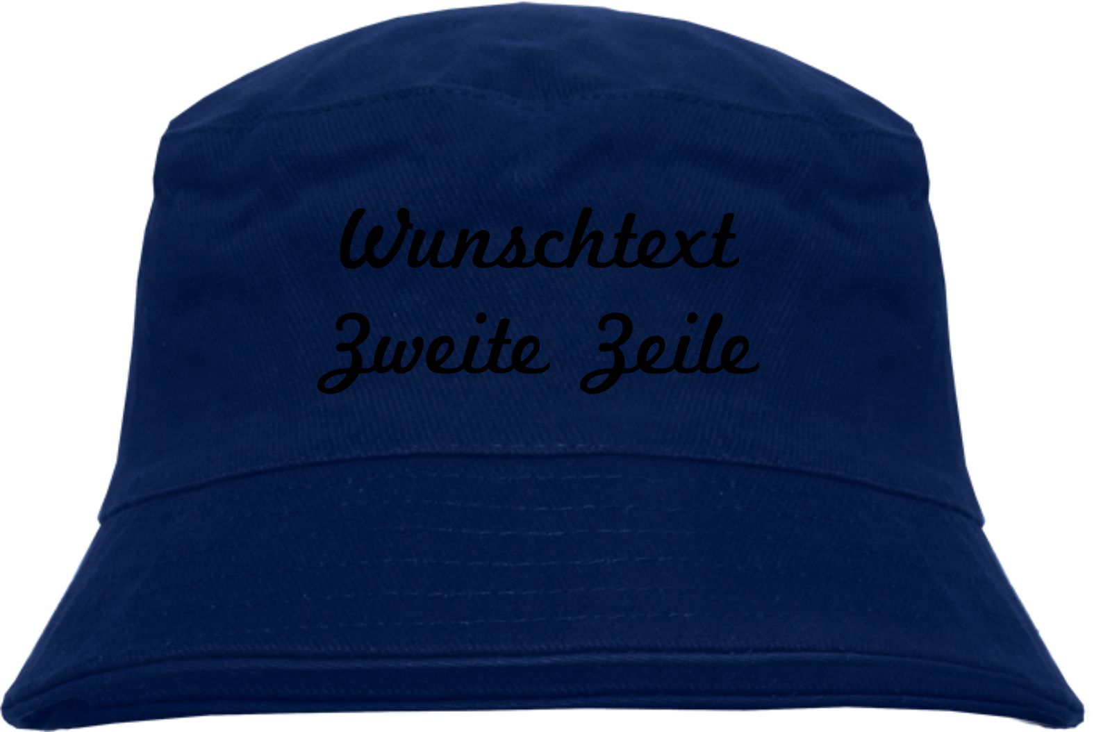 Individueller Fischerhut - dunkelblau - Schreibschrift - Bucket Hat mit Wunschtext bedruckt