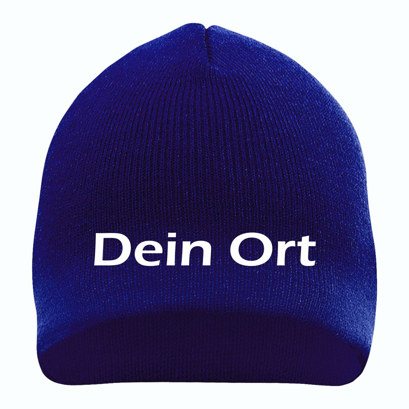 Beanie mit Wunschtext - Blau - Blockschrift - bestickt - Mütze Strickmütze