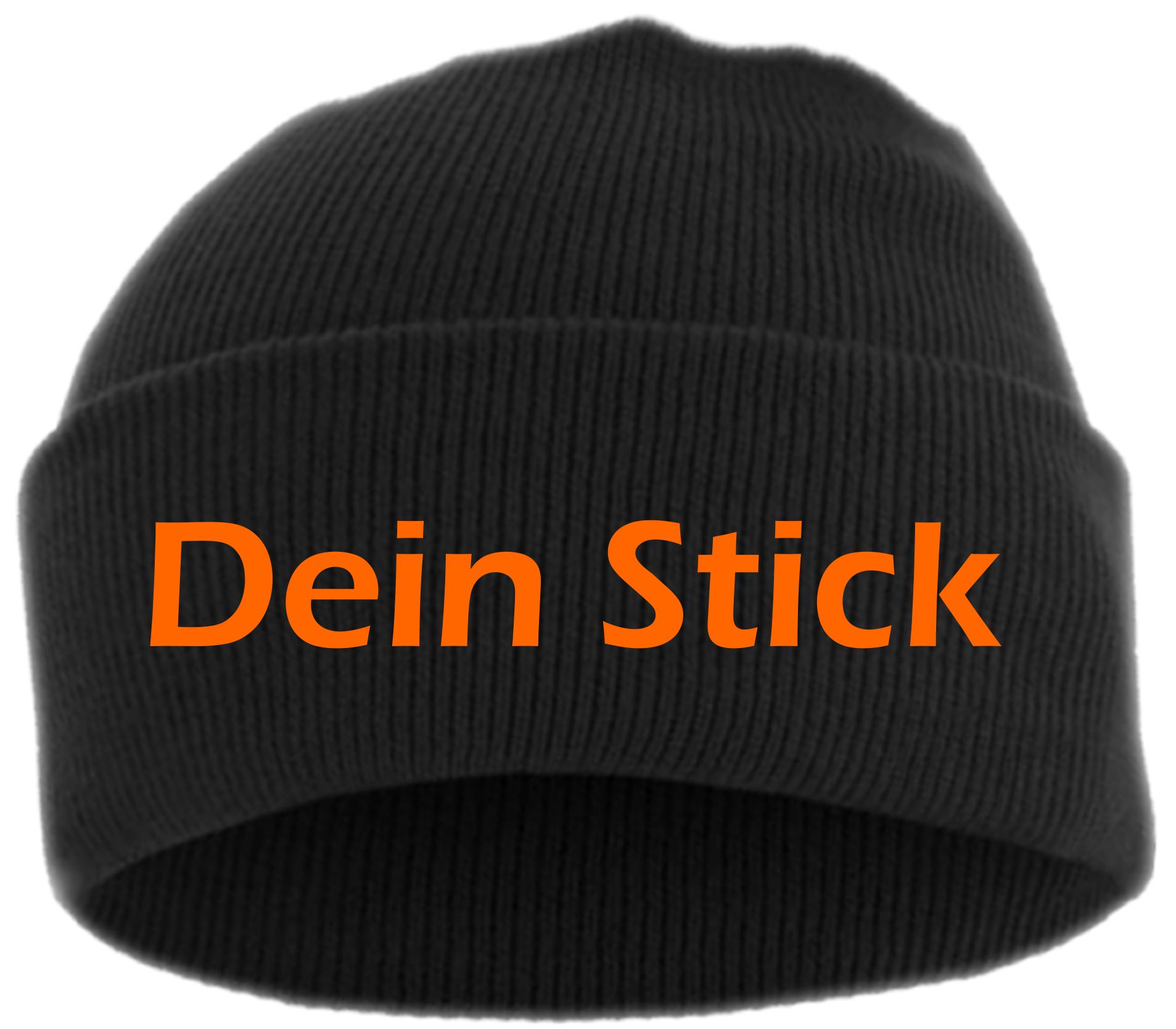 Umschlagmütze mit Wunschtext - Blockschrift - bestickt - Mütze Strickmütze