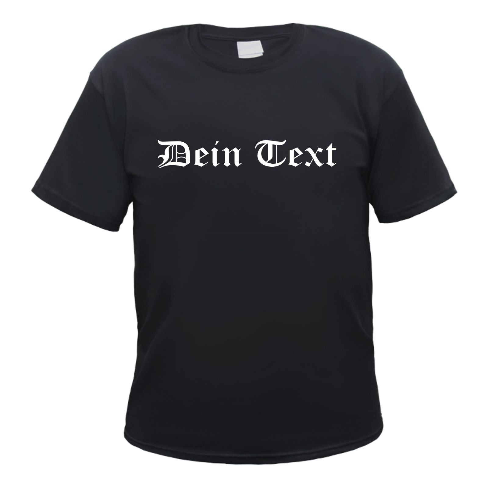 Herren T-Shirt Wunschtext mit Druck - Schwarz - altdeutsch gerade