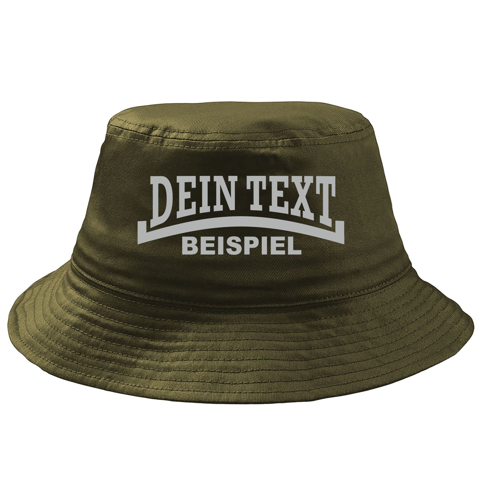 Fischerhut Wunschtext Druck - Oliv - Linie - Bucket Hat
