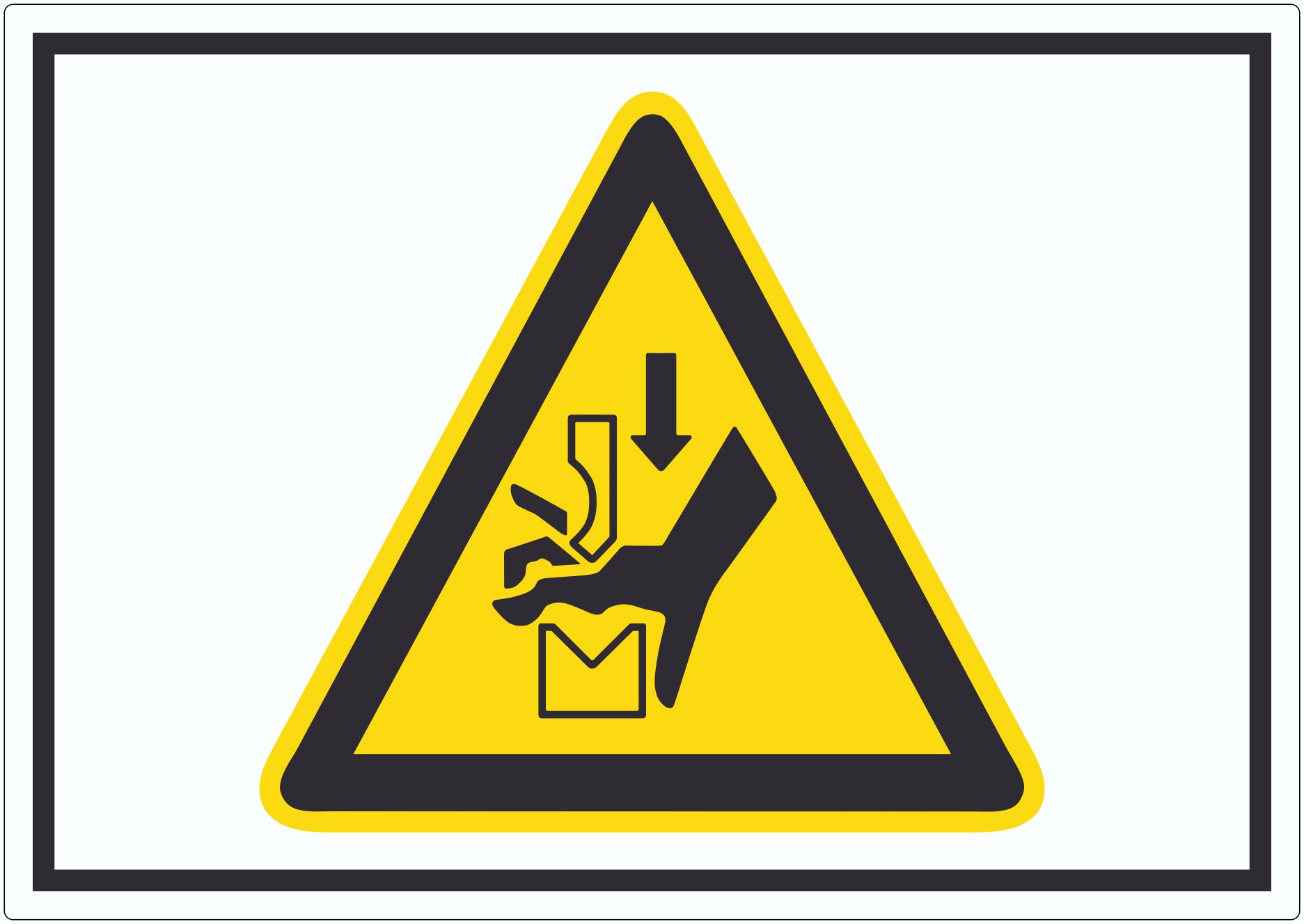 Achtung Quetschgefahr zwischen Werkzeugen einer Presse Symbol Aufkleber innenklebend