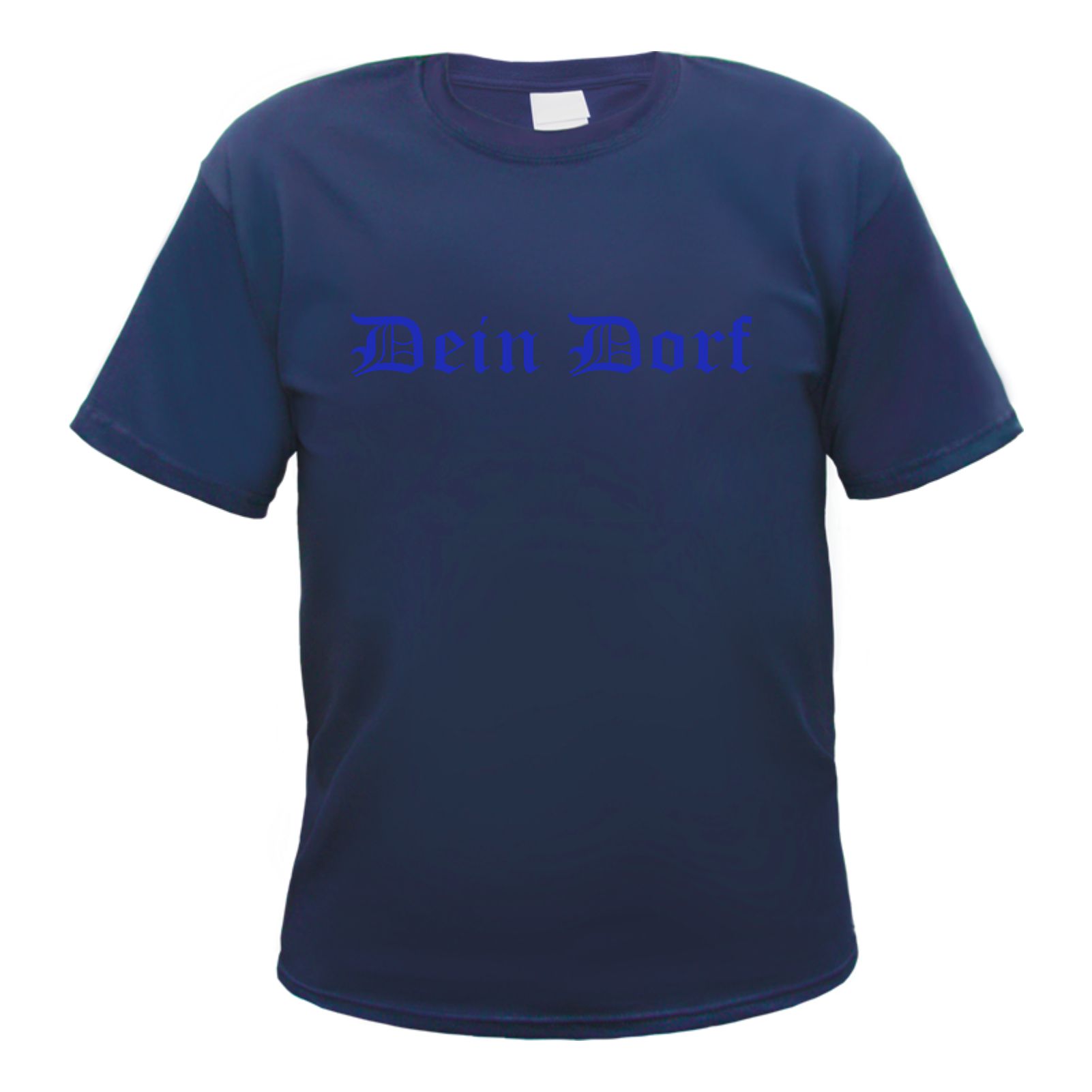 Herren T-Shirt Wunschtext mit Druck - Dunkelblau - altdeutsch gerade