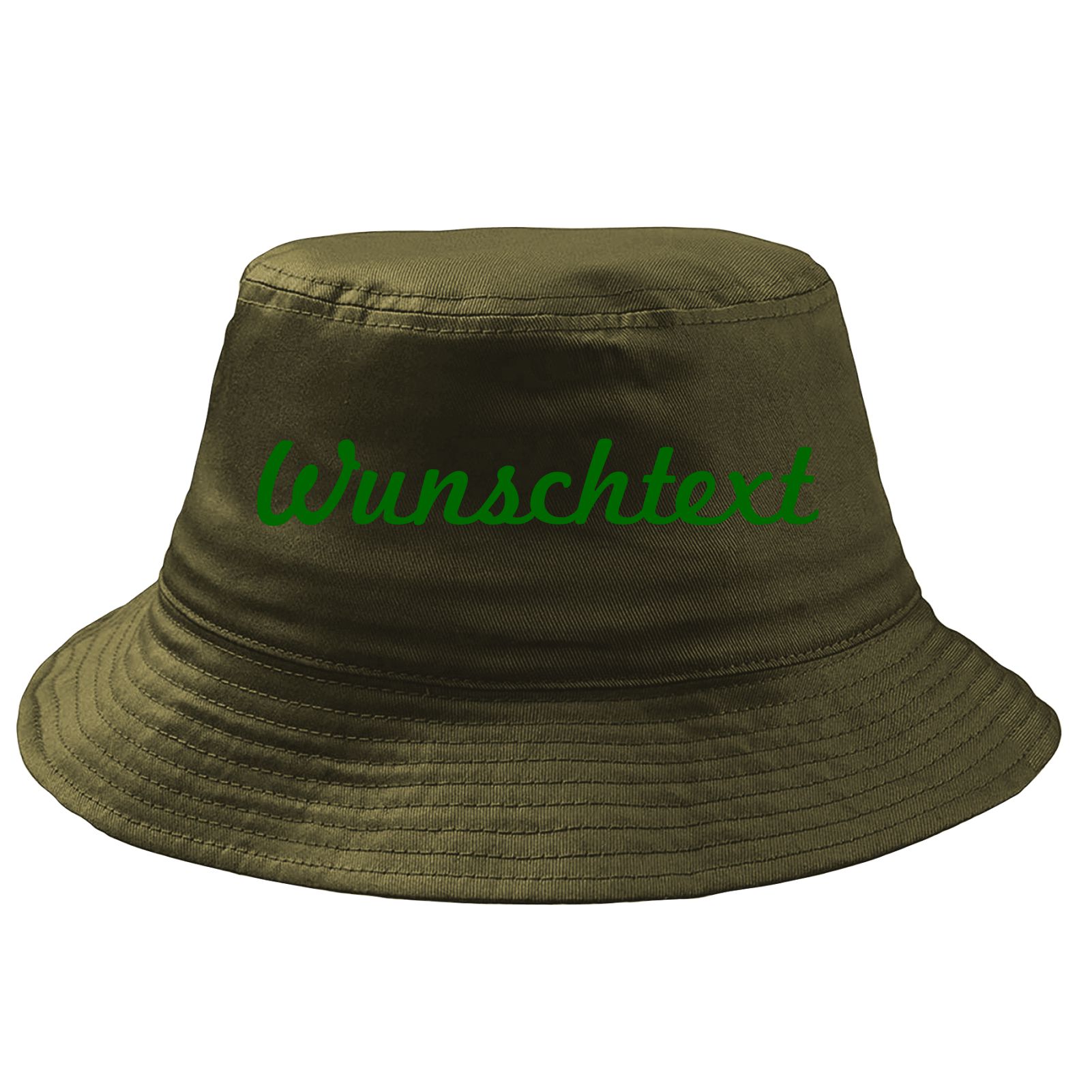 Fischerhut Wunschtext Druck - Oliv - Schreibschift - Bucket Hat