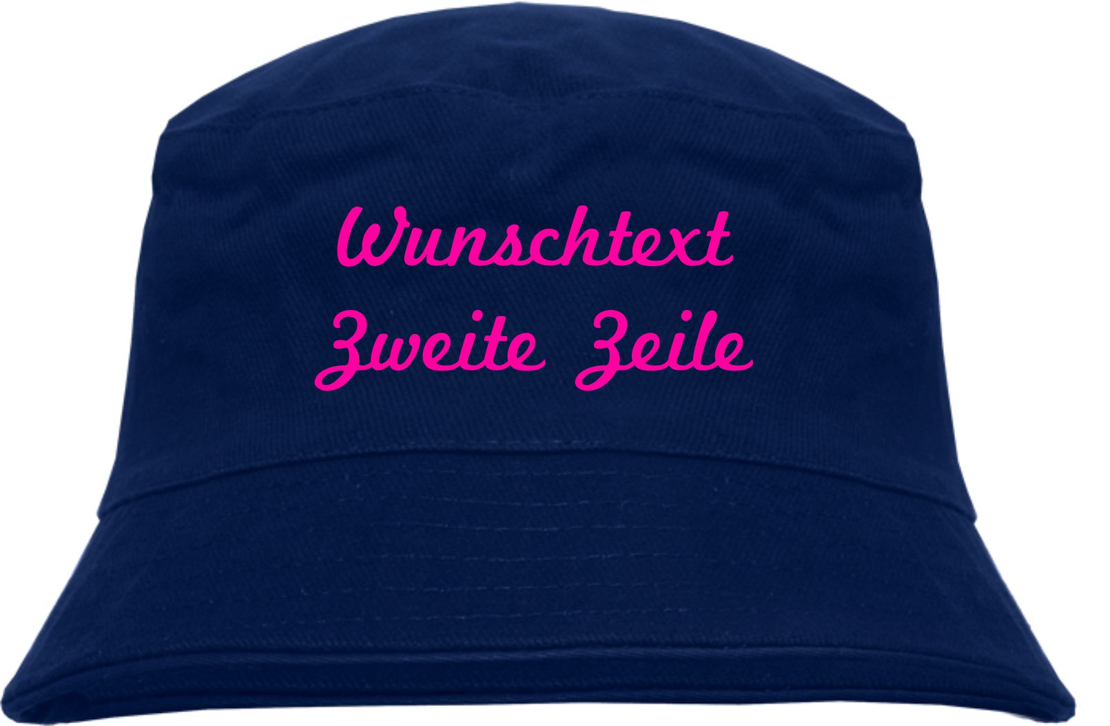 Individueller Fischerhut - dunkelblau - Schreibschrift - Bucket Hat mit Wunschtext bedruckt