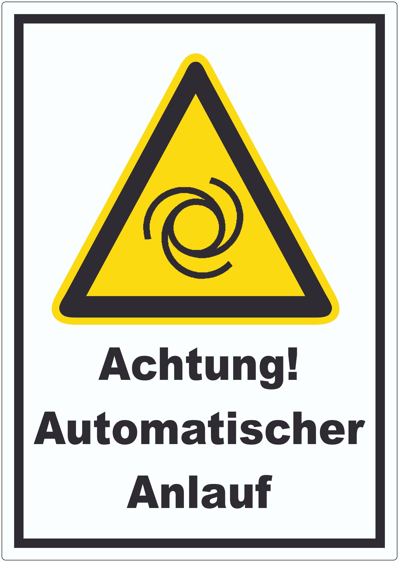Achtung Automatischer Anlauf Aufkleber innenklebend