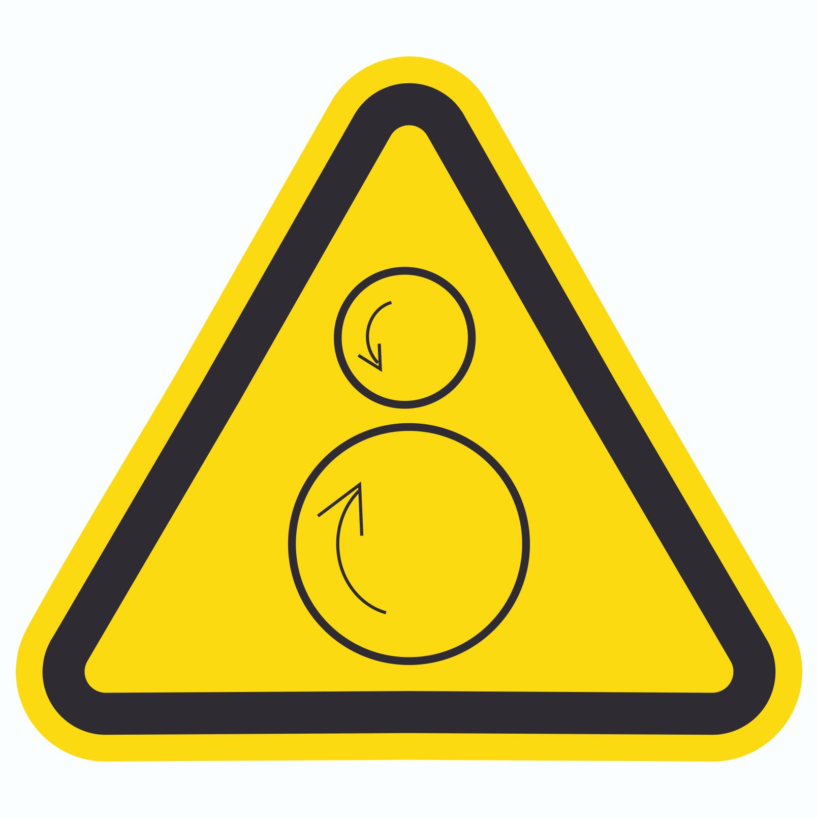 Achtung Gegenläufige Rollen Symbol Aufkleber Dreieck