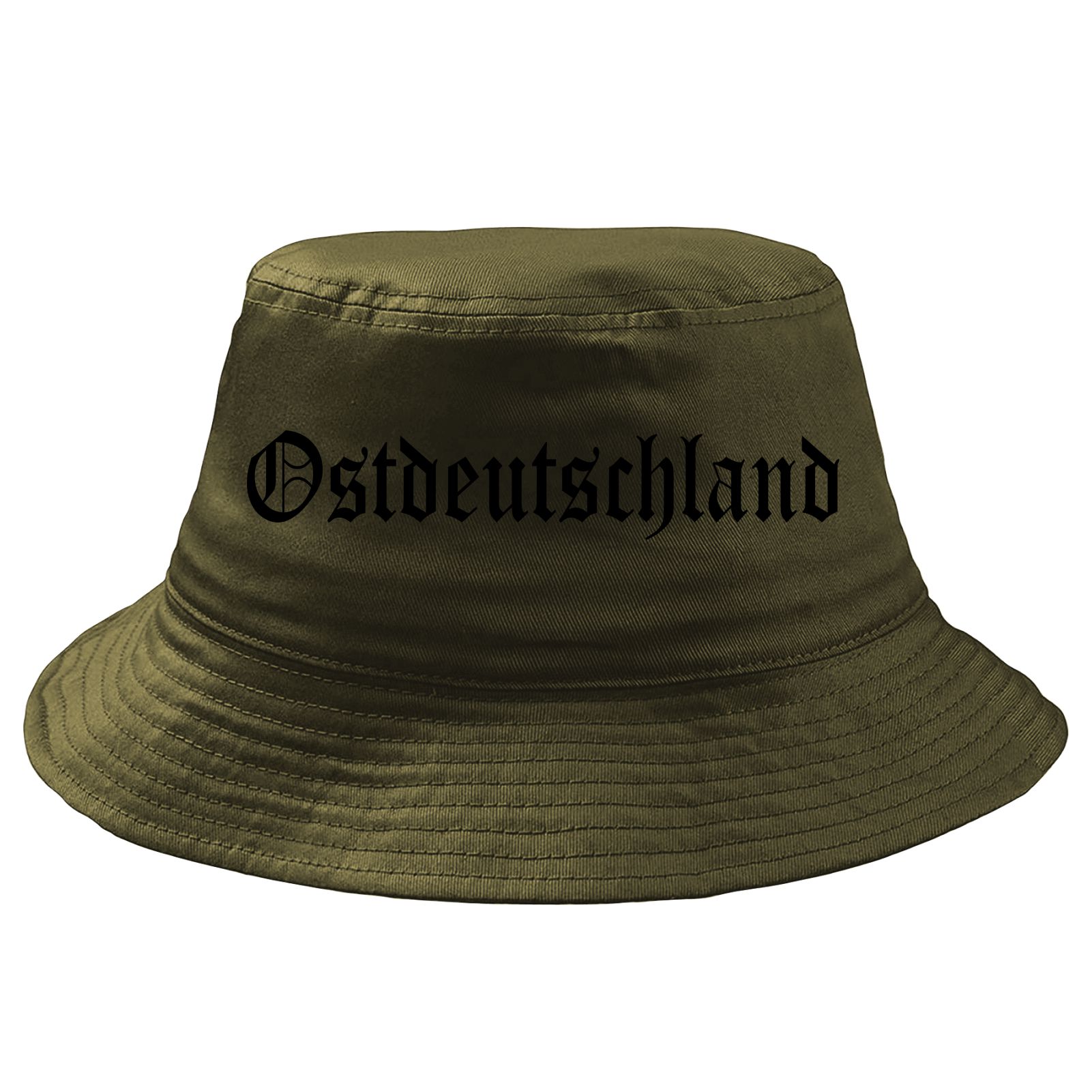 Ostdeutschland Fischerhut - Oliv - bedruckt - Bucket Hat Anglerhut