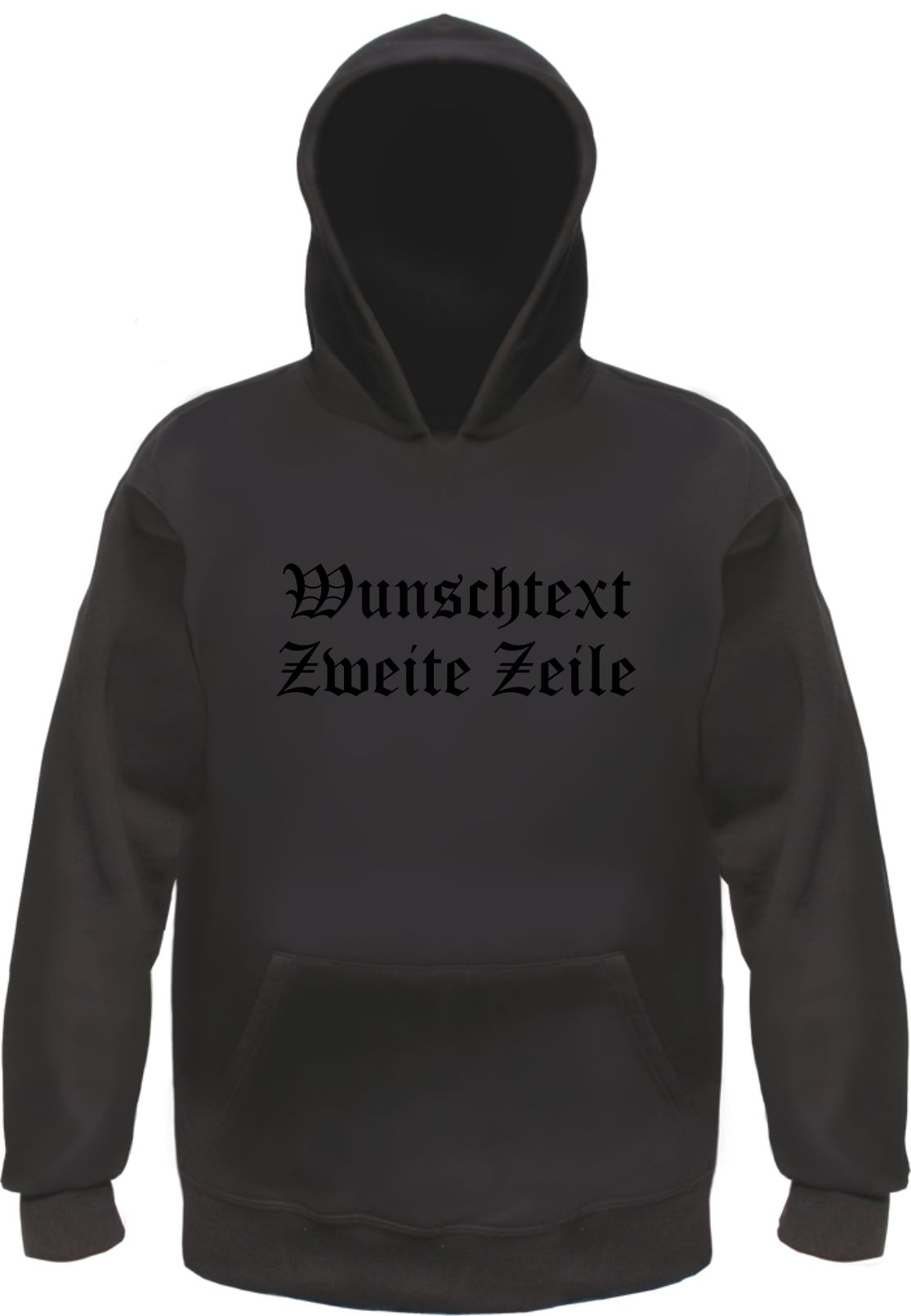 Individuelles Kapuzensweatshirt - altdeutsch gerade - Wunschtext Druck