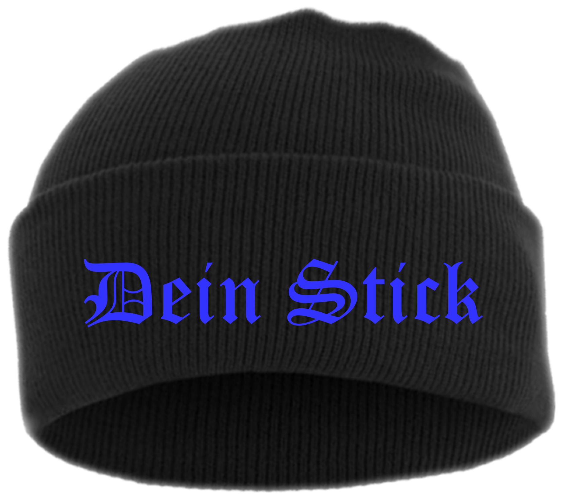 Umschlagmütze mit Wunschtext - Altdeutsch - bestickt - Mütze Strickmütze
