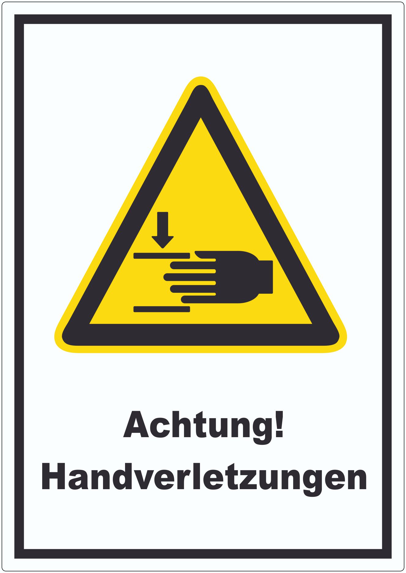 Achtung Handverletzungen Aufkleber innenklebend