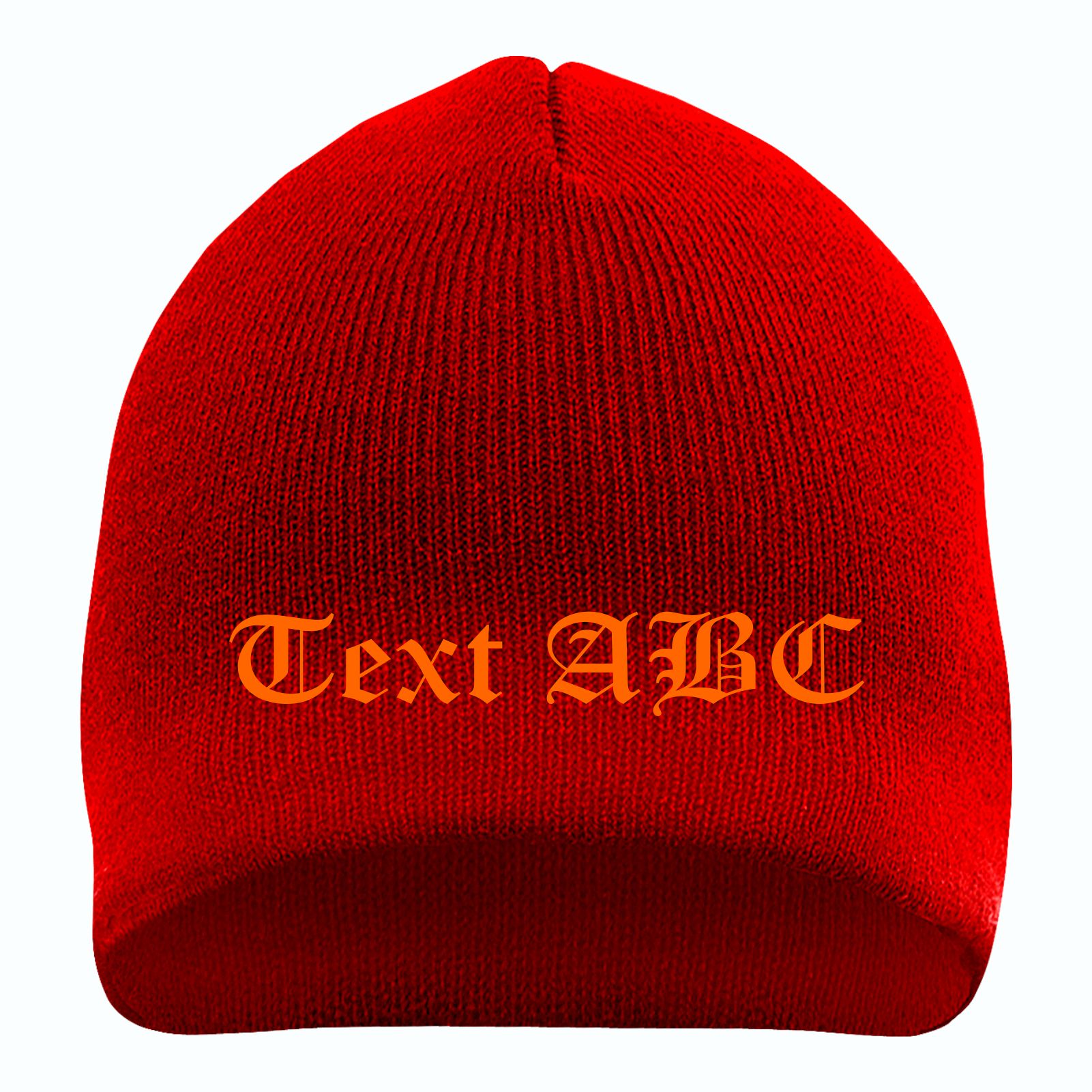 Beanie mit Wunschtext - Rot - Altdeutsch - bestickt - Mütze Strickmütze