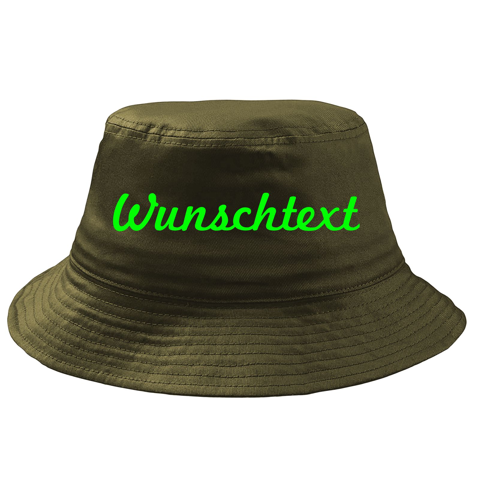 Fischerhut Wunschtext Druck - Oliv - Schreibschift - Bucket Hat