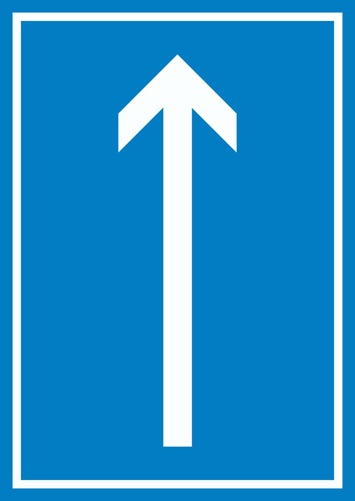 Richtungspfeil hoch Schild hochkant weiss blau Pfeil
