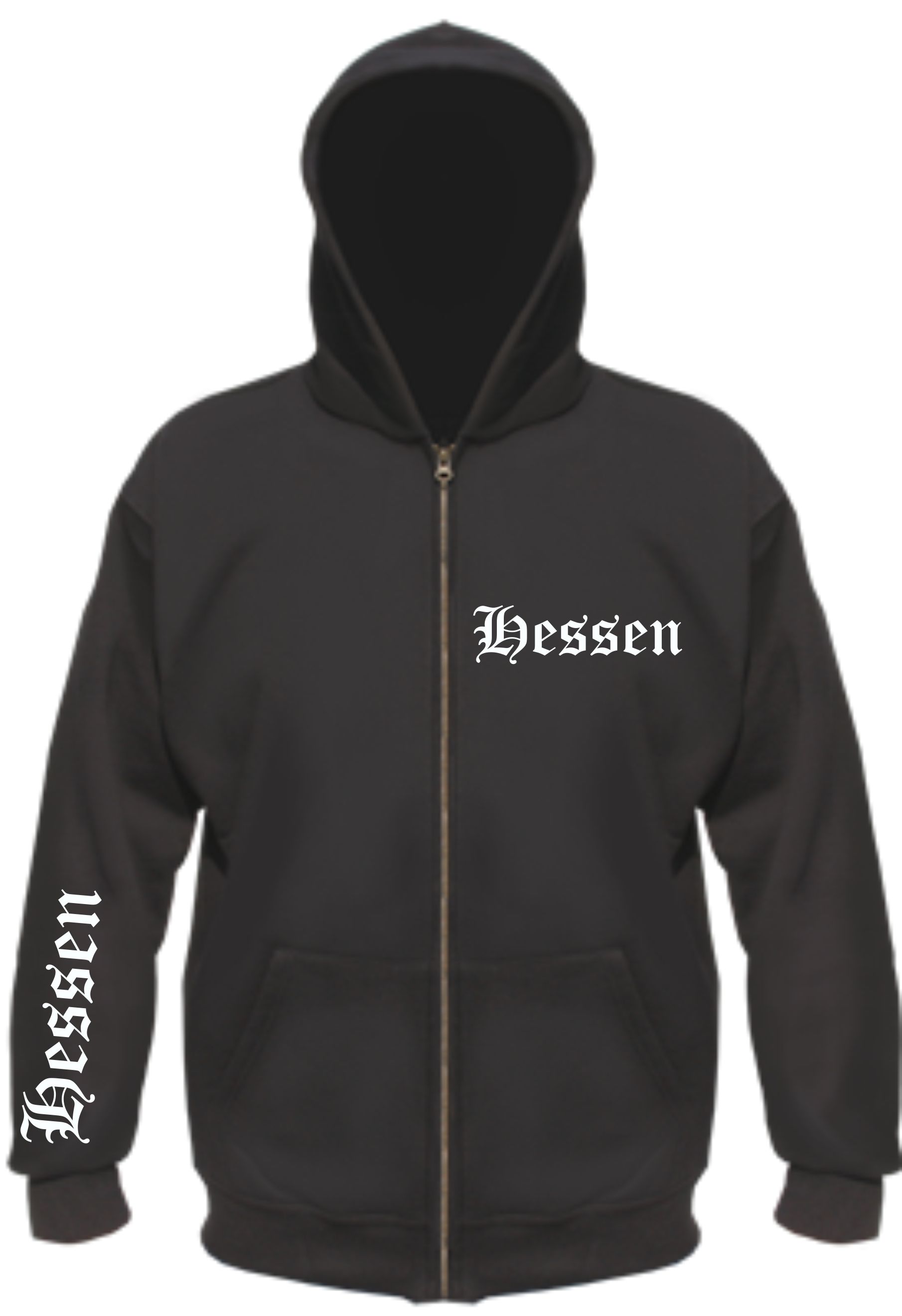 Hessen Kapuzenjacke - altdeutsch bedruckt - Sweatjacke Jacke Hoodie