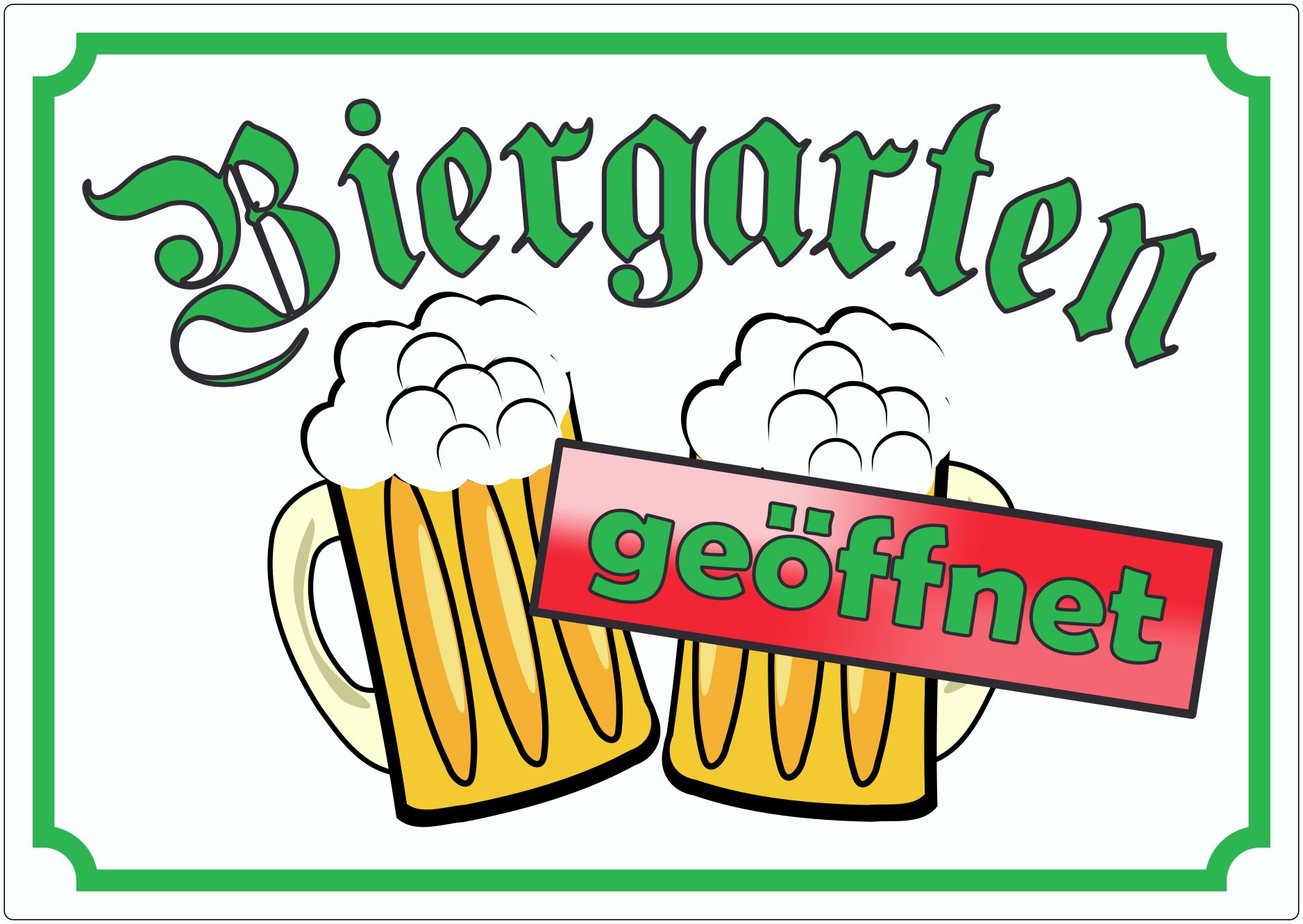 Biergarten geöffnet Aufkleber innenklebend