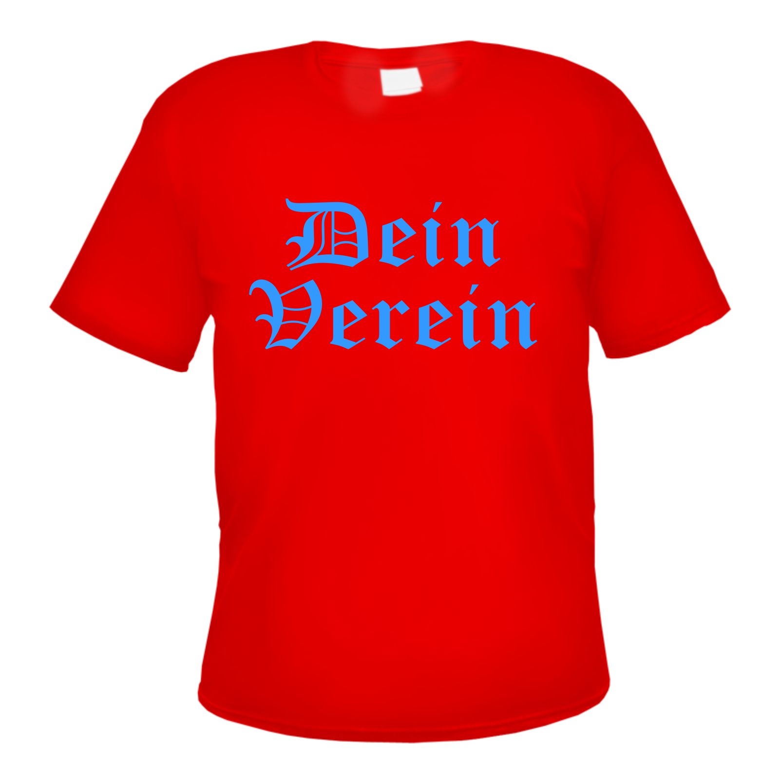 Individuelles T-Shirt rot - altdeutsch gerade - mit Wunschtext