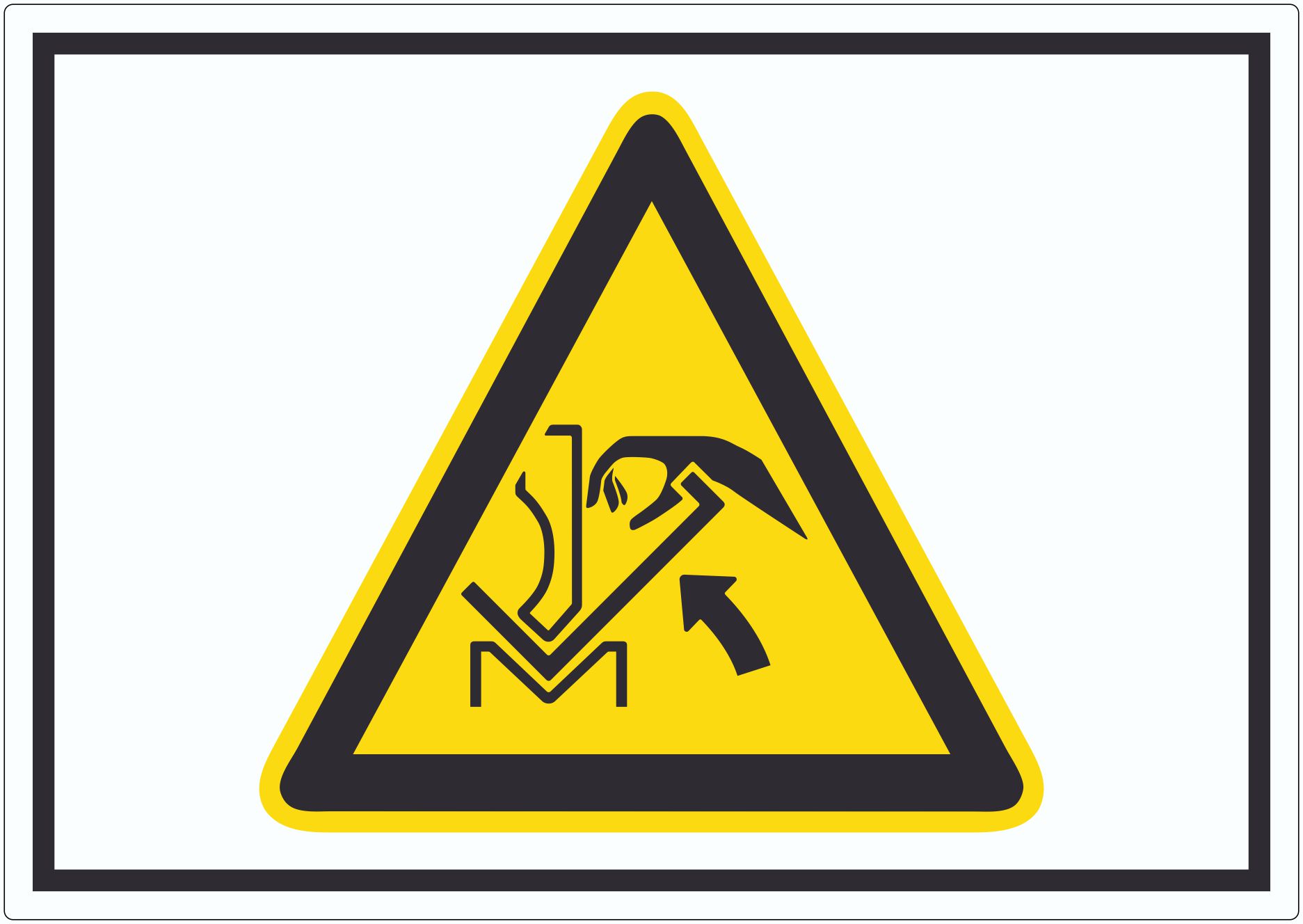 Achtung Quetschgefahr zwischen Presse und Werkstück Symbol Aufkleber innenklebend