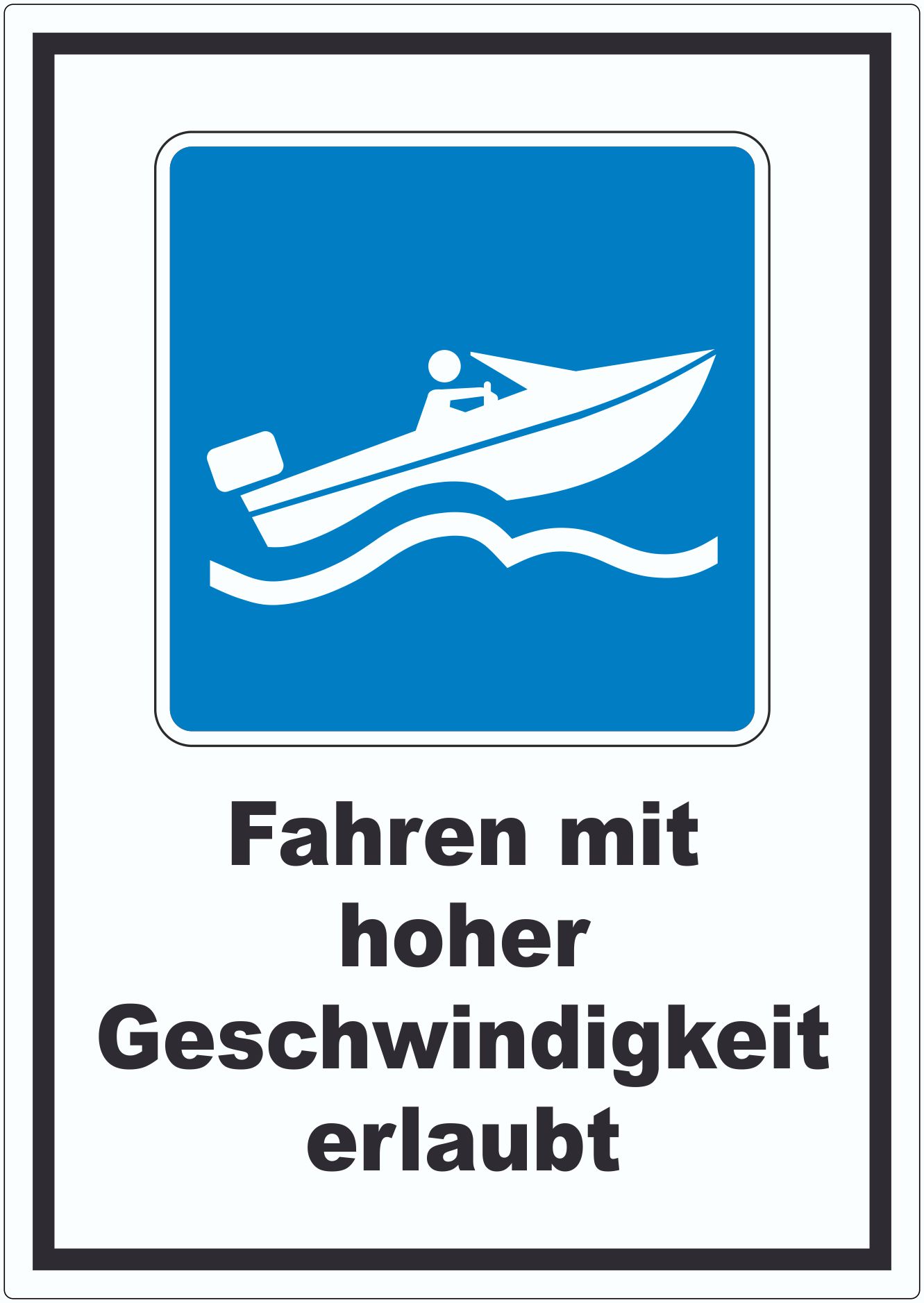 Fahren mit hoher Geschwindigkeit erlaubt Symbol Text Aufkleber innenklebend