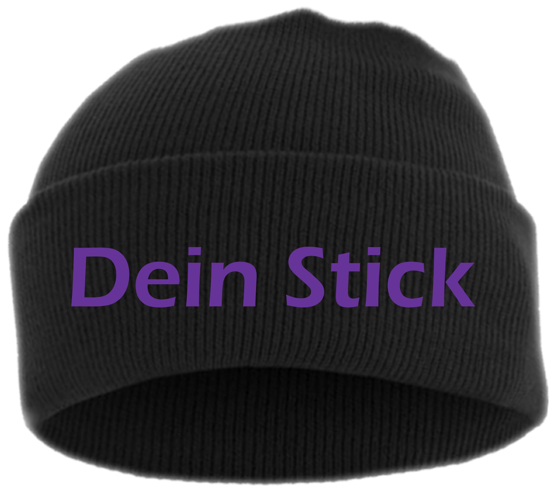 Umschlagmütze mit Wunschtext - Blockschrift - bestickt - Mütze Strickmütze