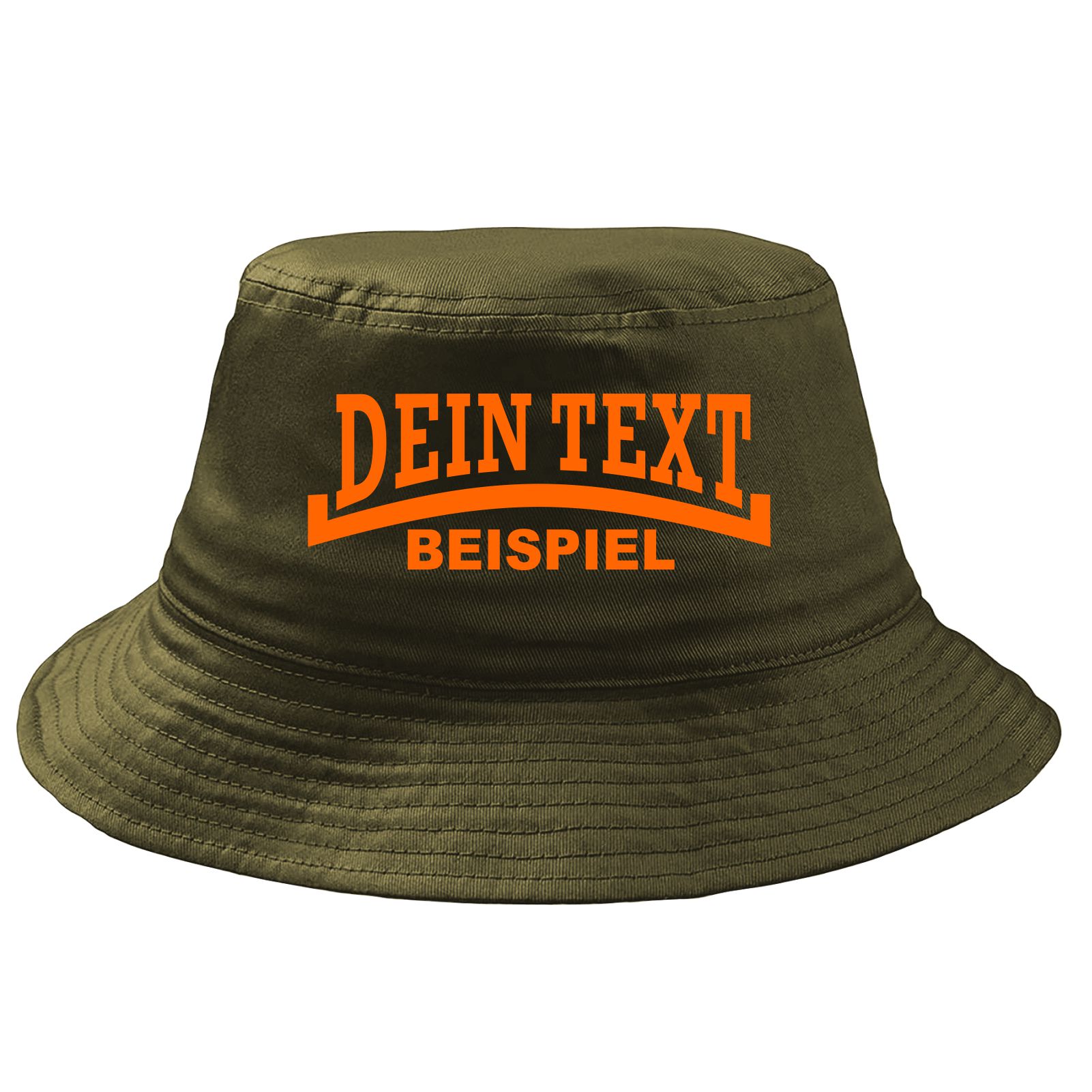 Fischerhut Wunschtext Druck - Oliv - Linie - Bucket Hat