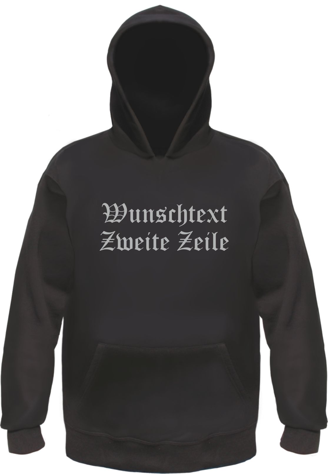 Individuelles Kapuzensweatshirt - altdeutsch gerade - Wunschtext Druck