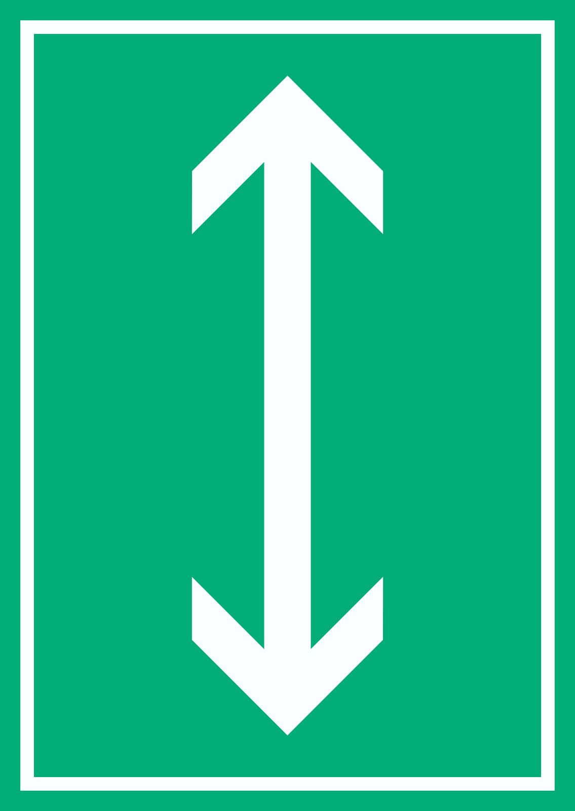 Richtungspfeil hoch runter Schild hochkant weiss grün Pfeil
