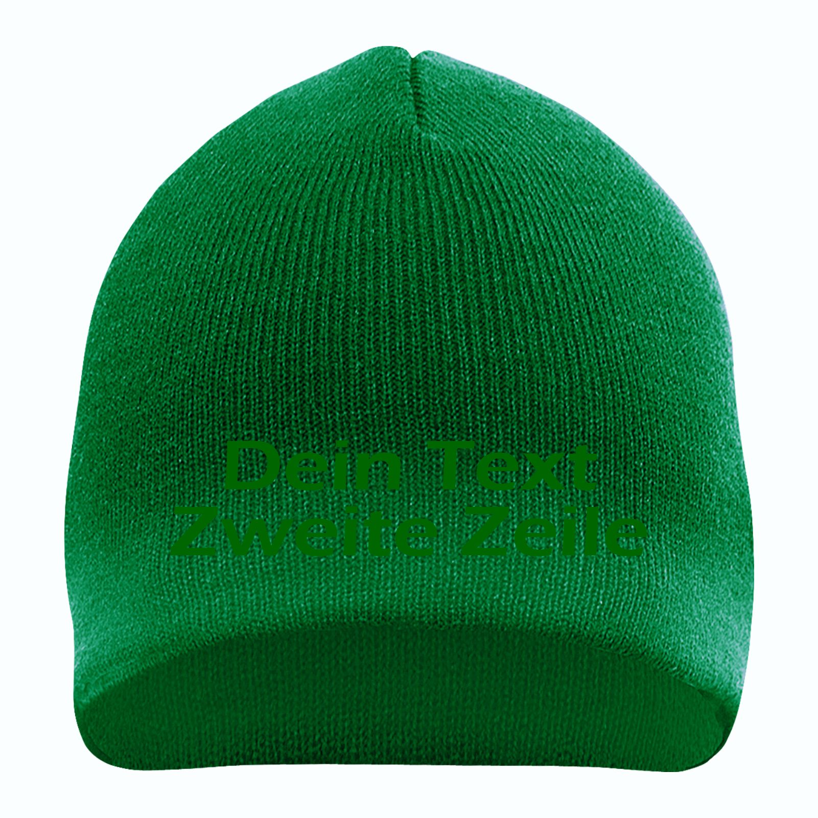 Beanie mit Wunschtext - Grün - Blockschrift - bestickt - Mütze Strickmütze