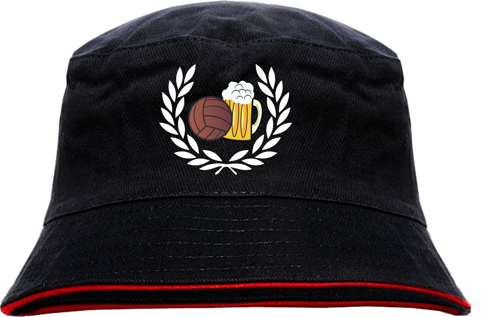 Lorbeerkranz Fussball Bier Fischerhut - bestickt -  Bucket Hat Anglerhut Hut