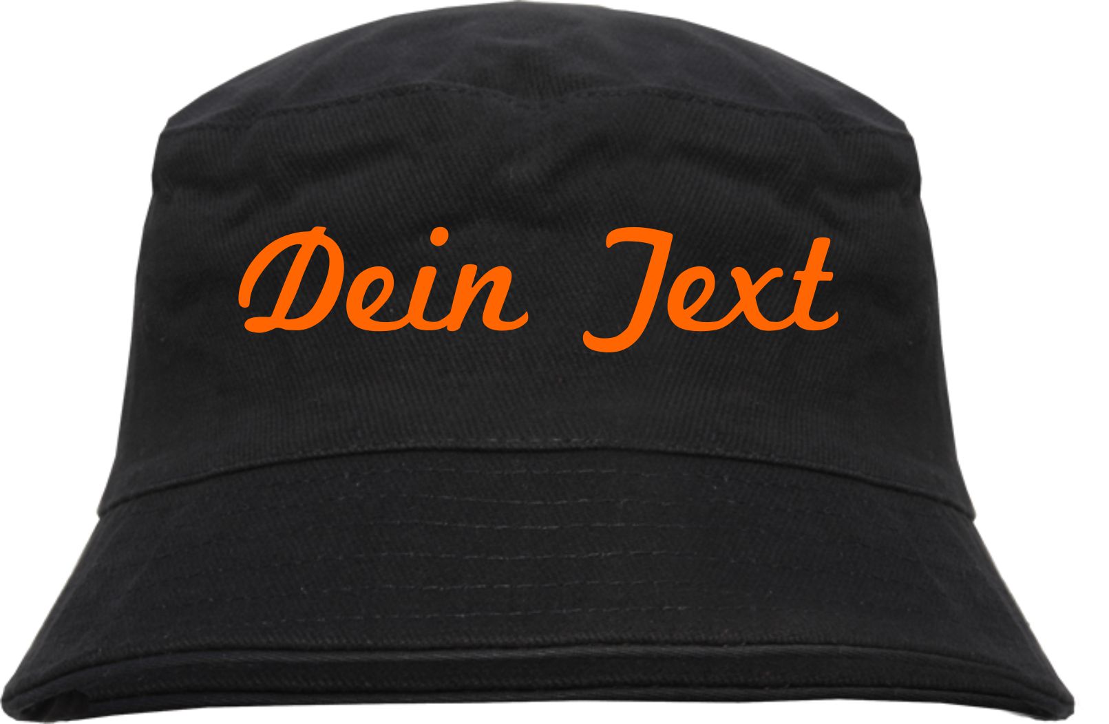 Individueller Fischerhut - schwarz - Schreibschrift - Bucket Hat mit Wunschtext bedruckt