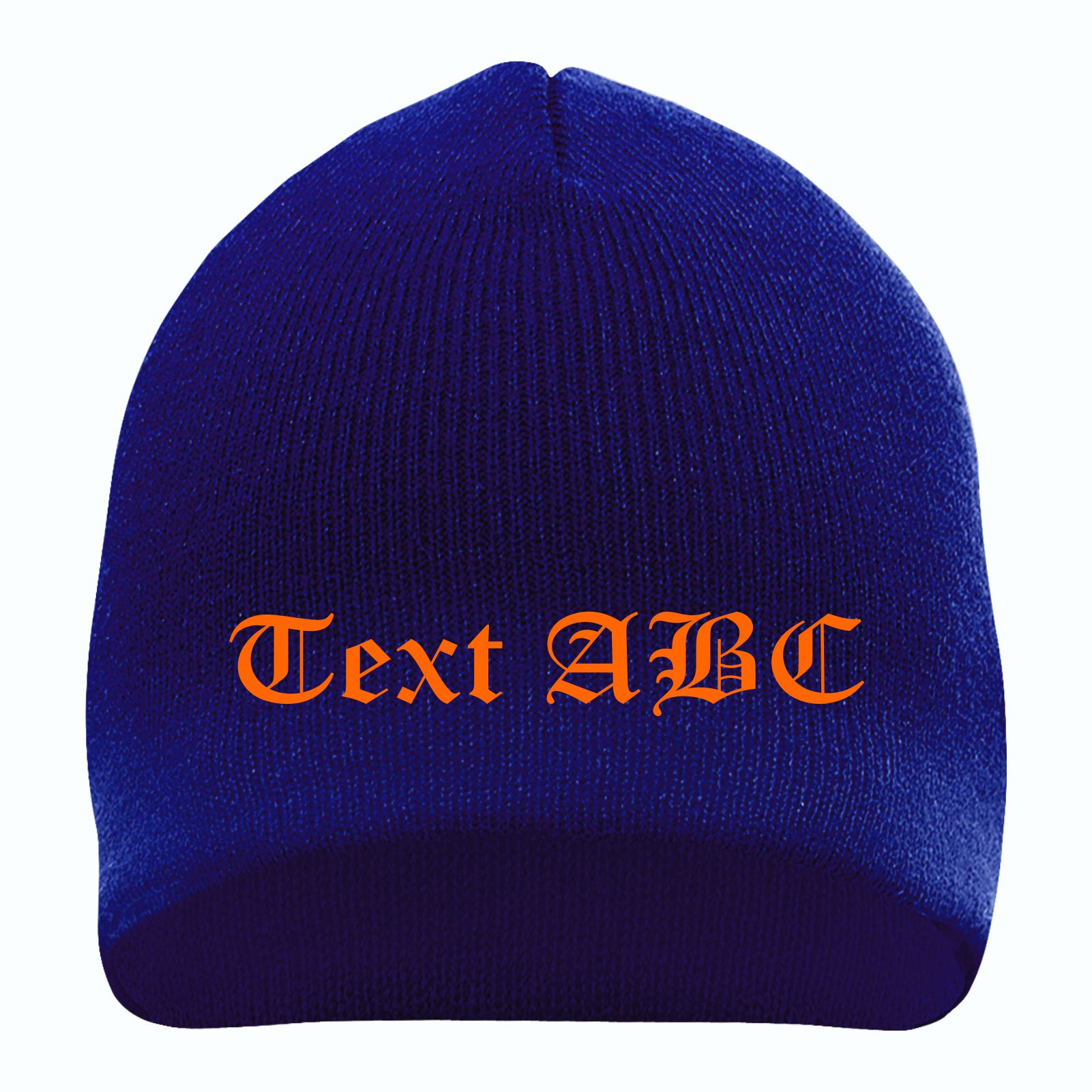 Beanie mit Wunschtext - Blau - Altdeutsch - bestickt - Mütze Strickmütze