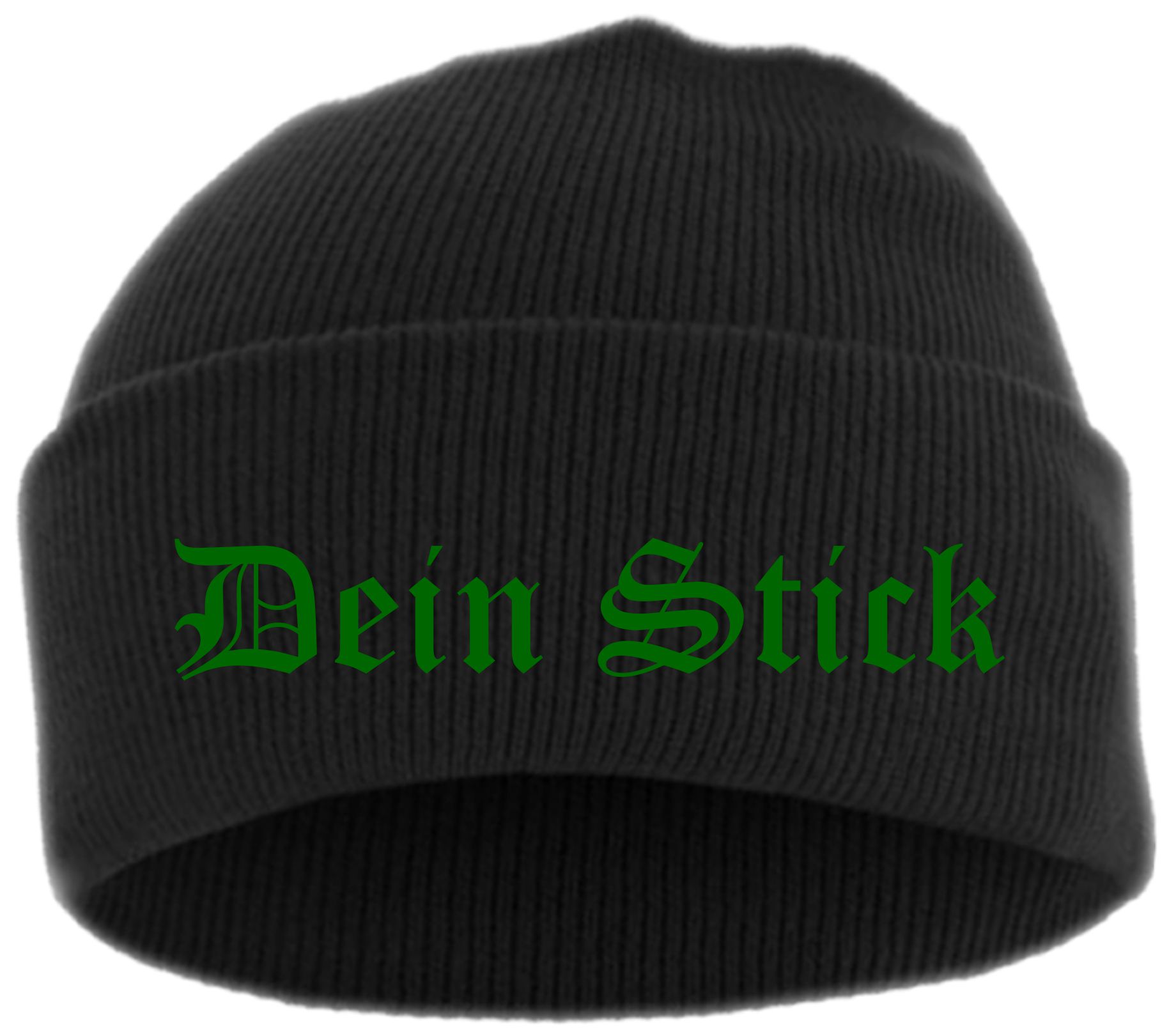 Umschlagmütze mit Wunschtext - Altdeutsch - bestickt - Mütze Strickmütze