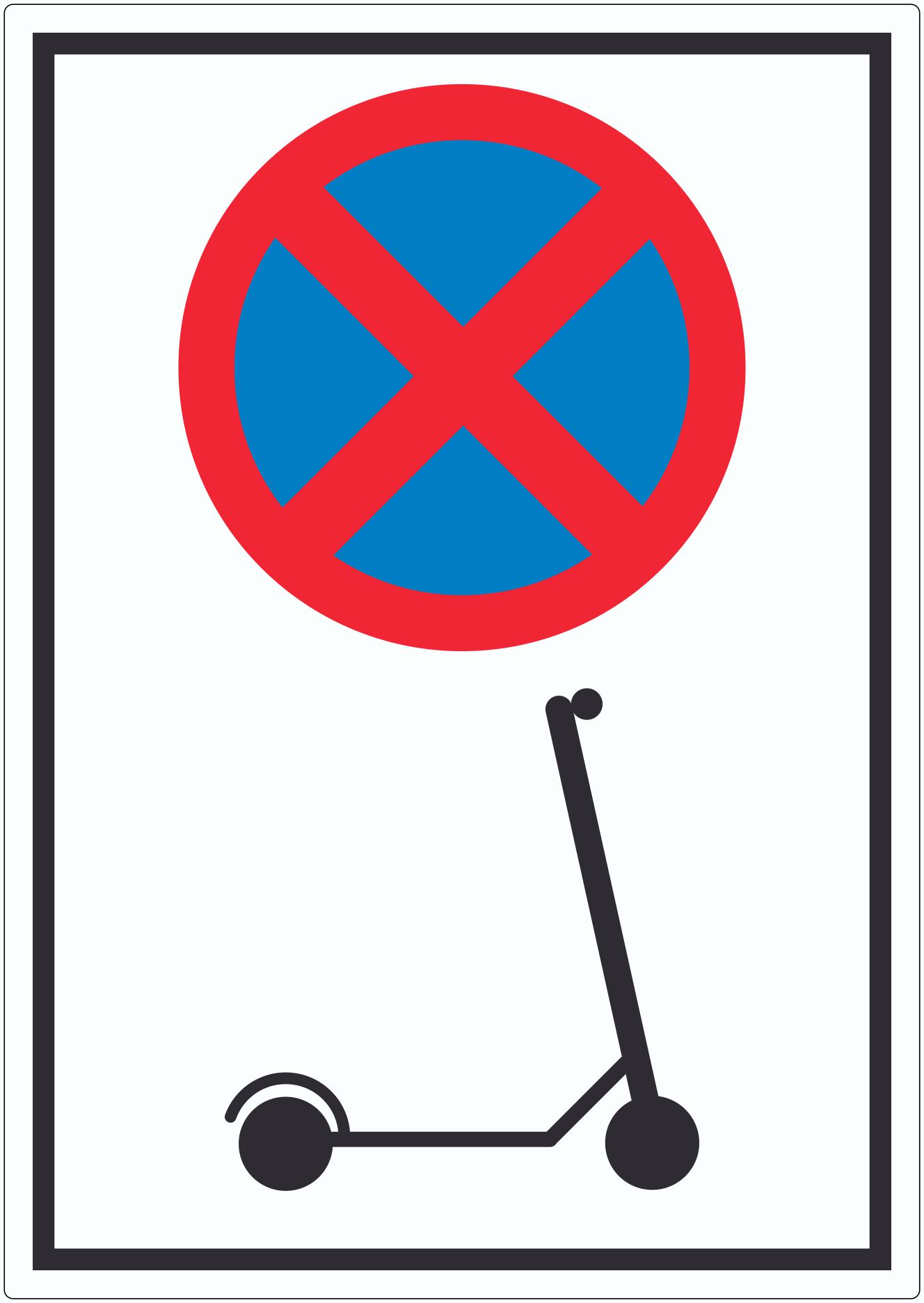 E- Scooter Parken verboten Aufkleber innenklebend Elektro -Tretroller Roller