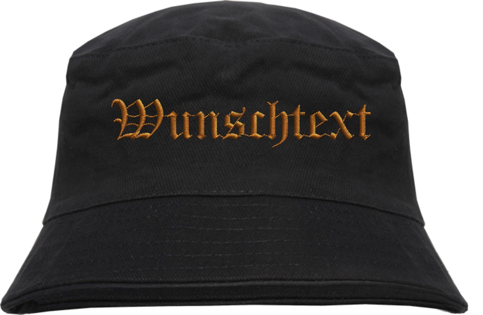 Bucket Hat mit Wunschtext - Altdeutsch - bestickt - Fischerhut